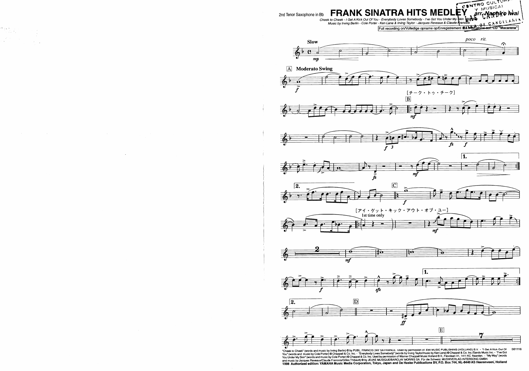 14 saxo tenor — sheet music preview