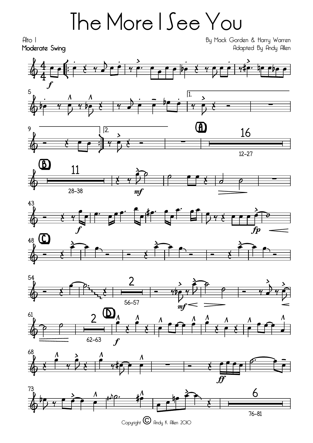 The More I See You — sheet music preview