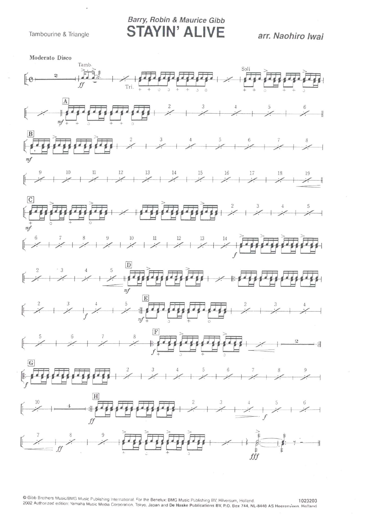 Stayin Alive — Concert Band sheet music by Naohiro Iwai | Pop