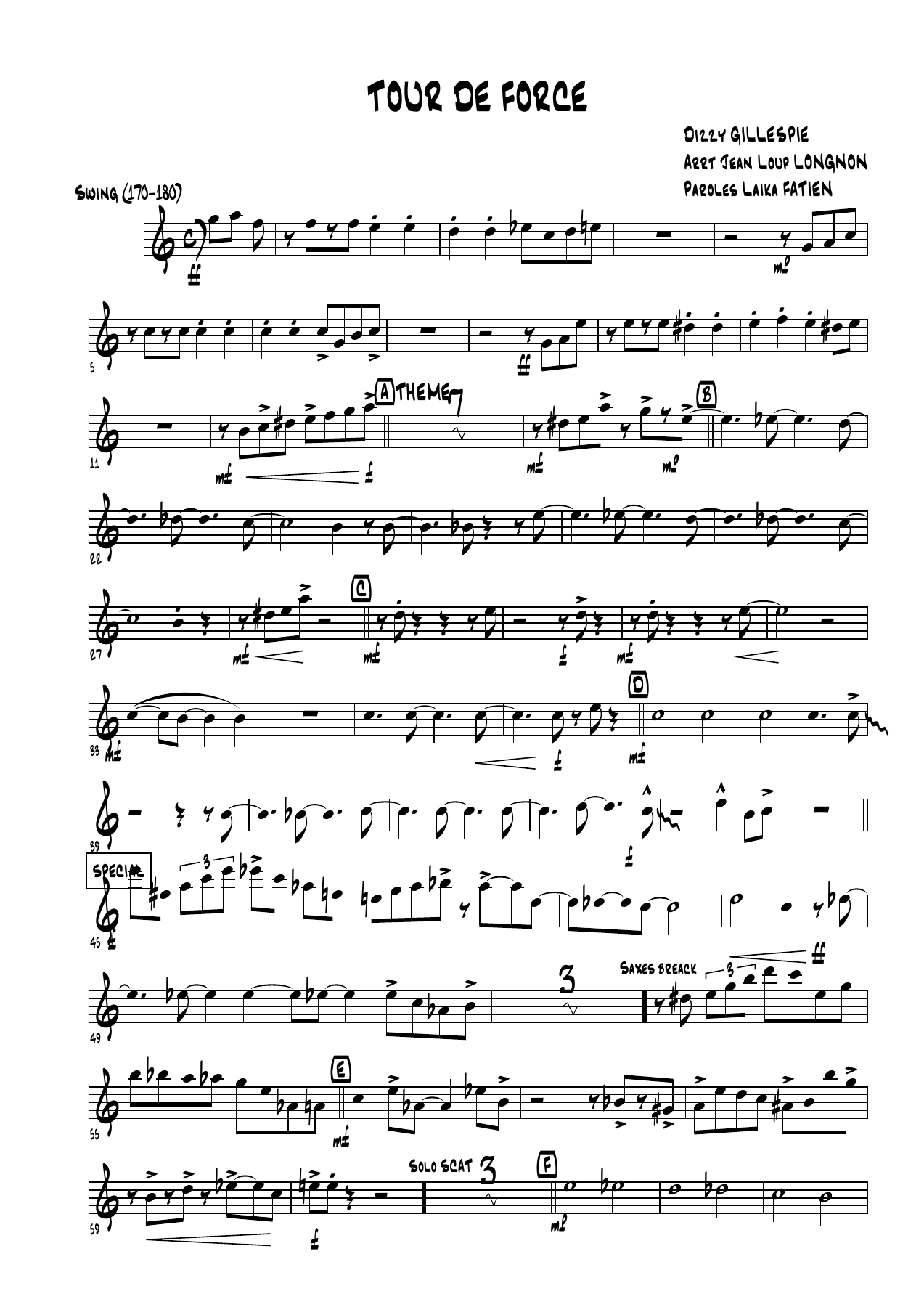 TourDeForce - Alto Sax. — sheet music preview