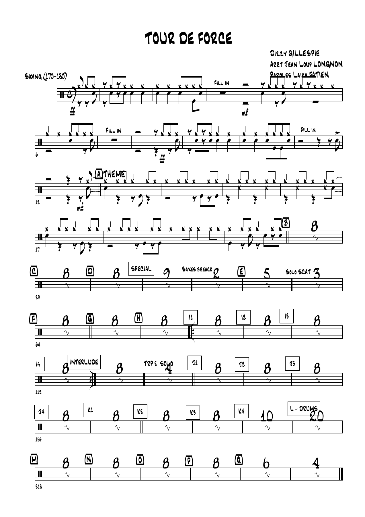 TourDeForce - Drum Set2 — sheet music preview