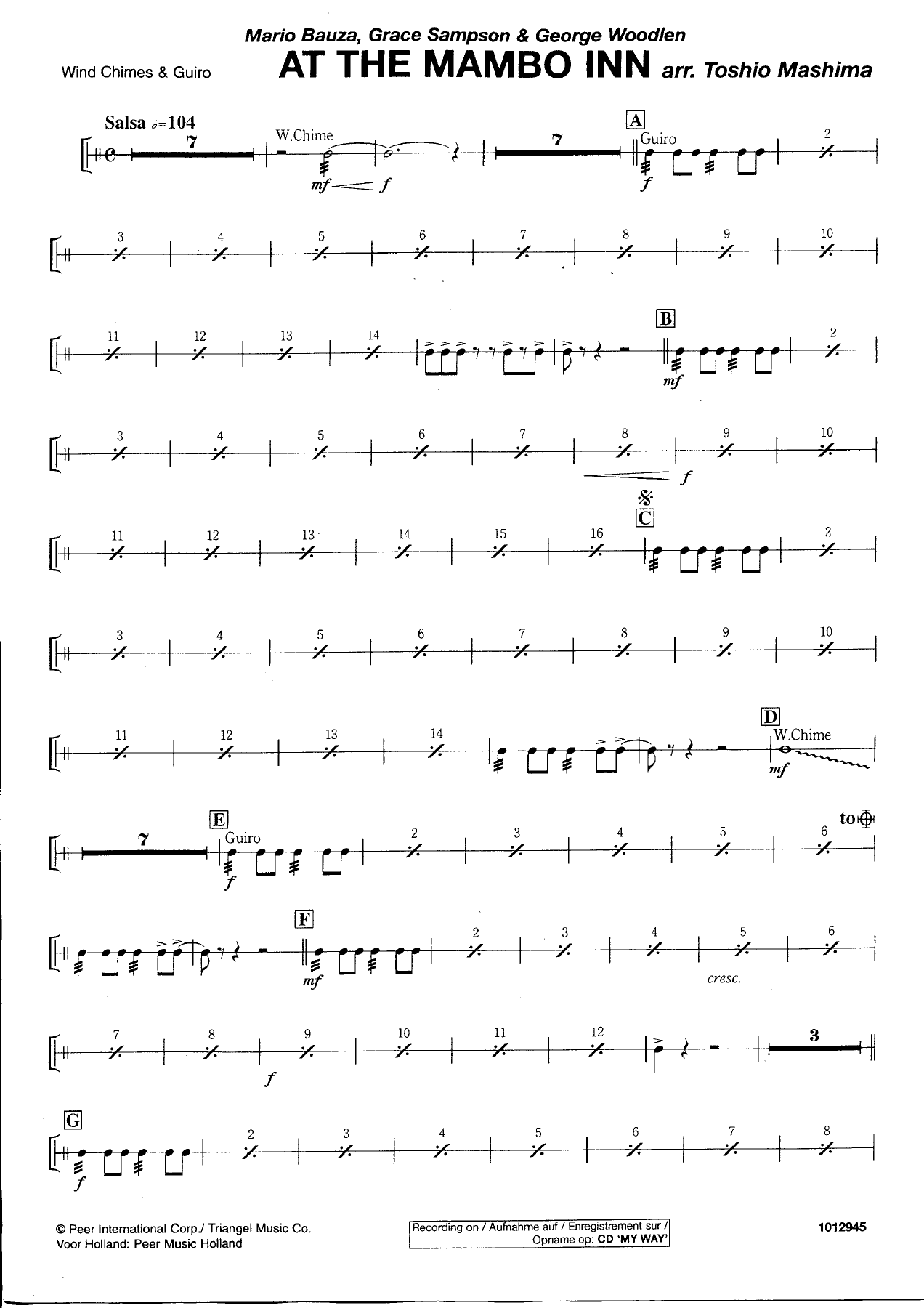 At the Mambo Inn — Wind Chimes & Guiro — Concert Band sheet music by Toshio Mashima | Salsa