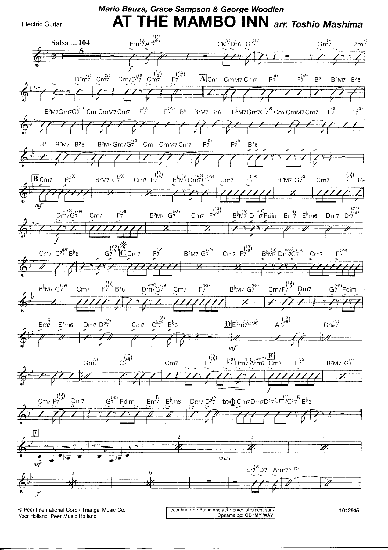 At the Mambo Inn — Electric Guitar — Concert Band sheet music by Toshio Mashima | Salsa