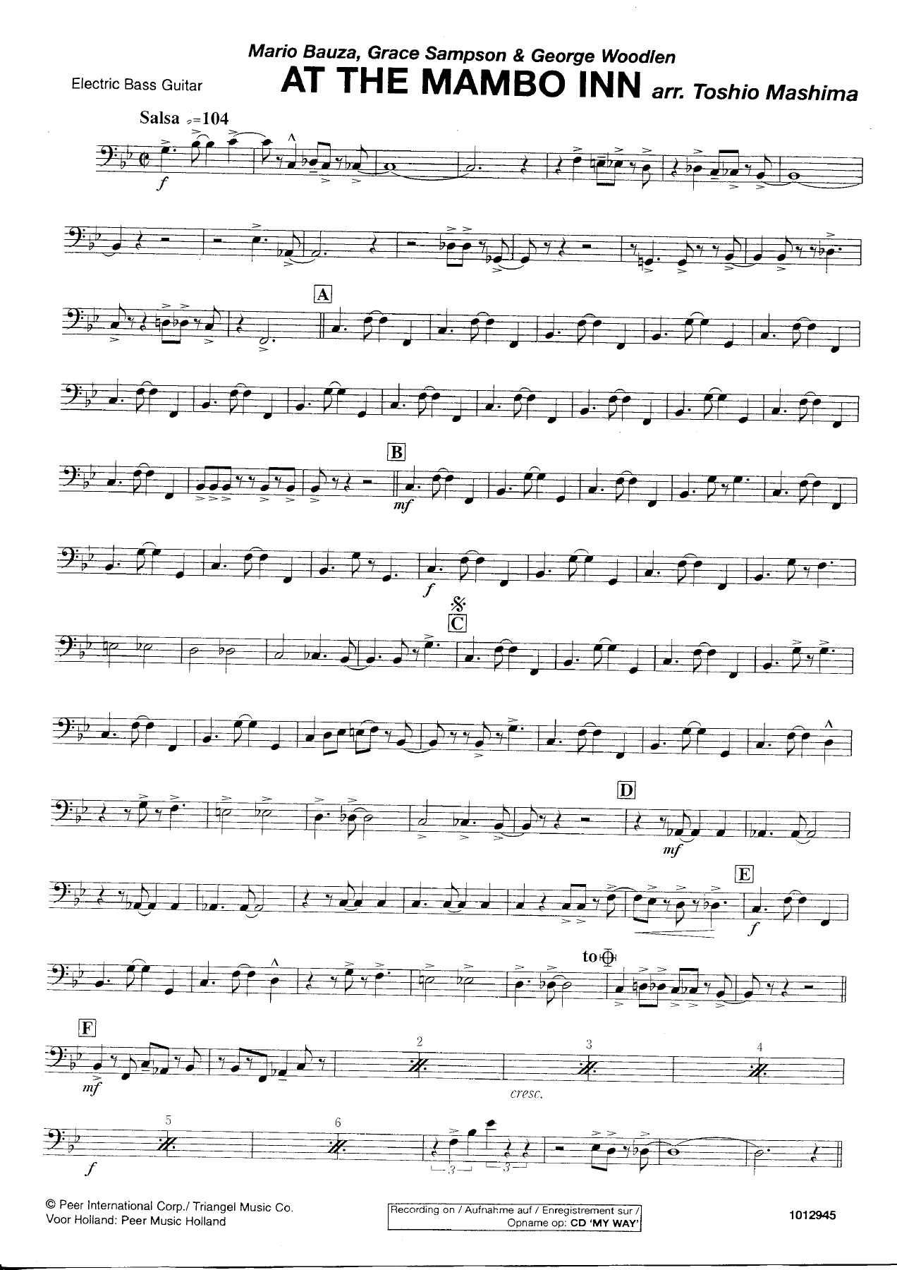At the Mambo Inn — Electric Bass Guitar — Concert Band sheet music by Toshio Mashima | Salsa