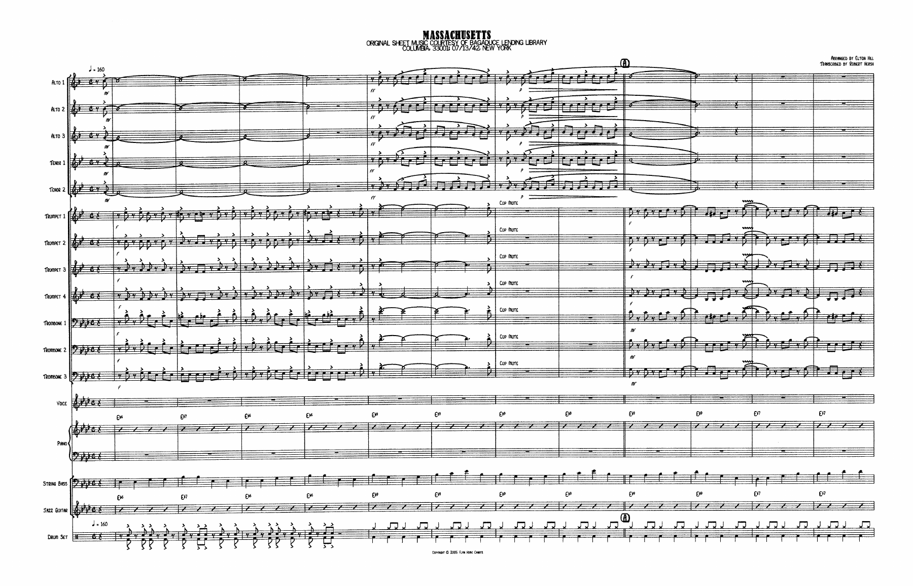Massachusetts GK score — sheet music preview