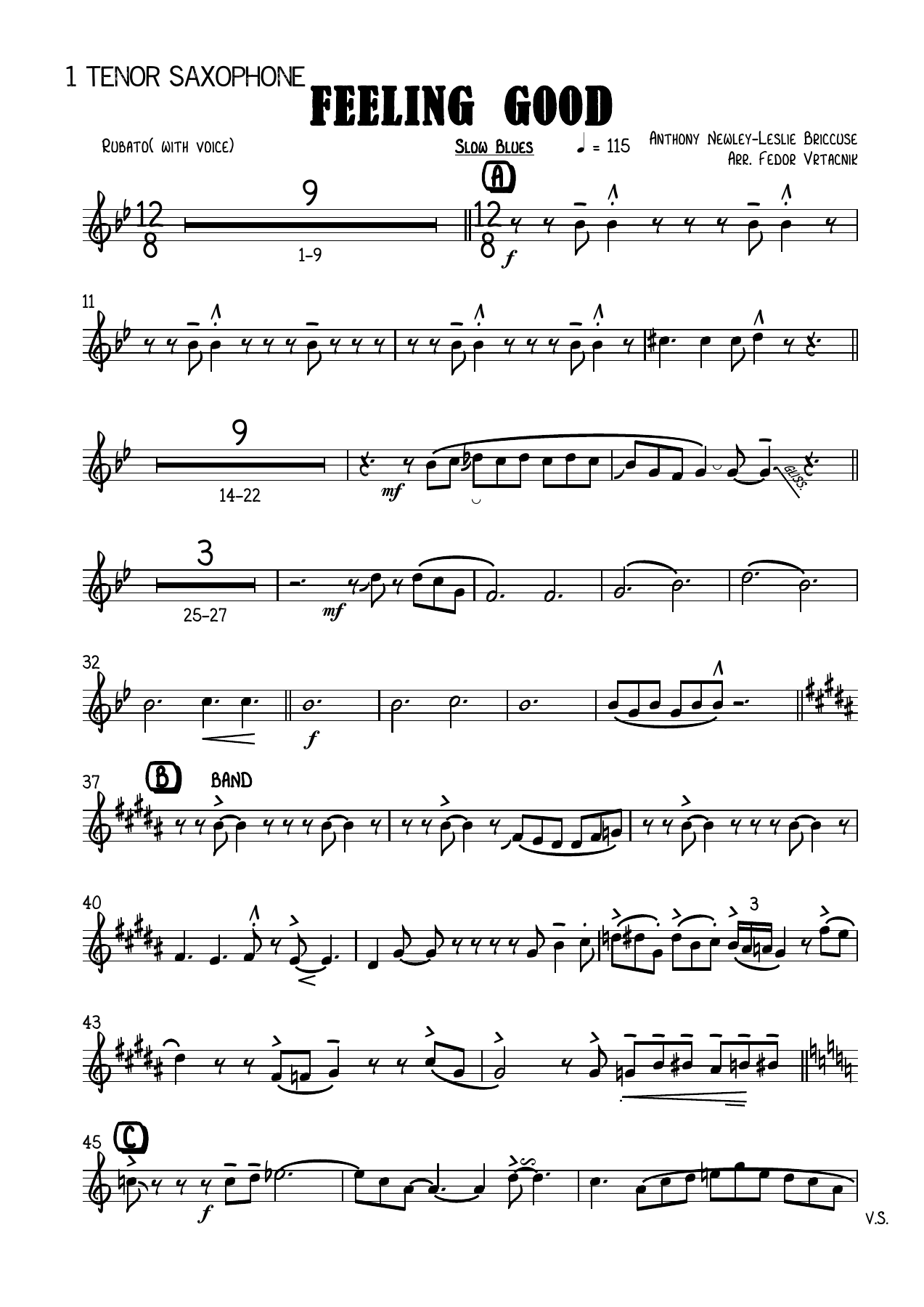 FEELING GOOD-Fm 1 Tenor Saxophone — sheet music preview