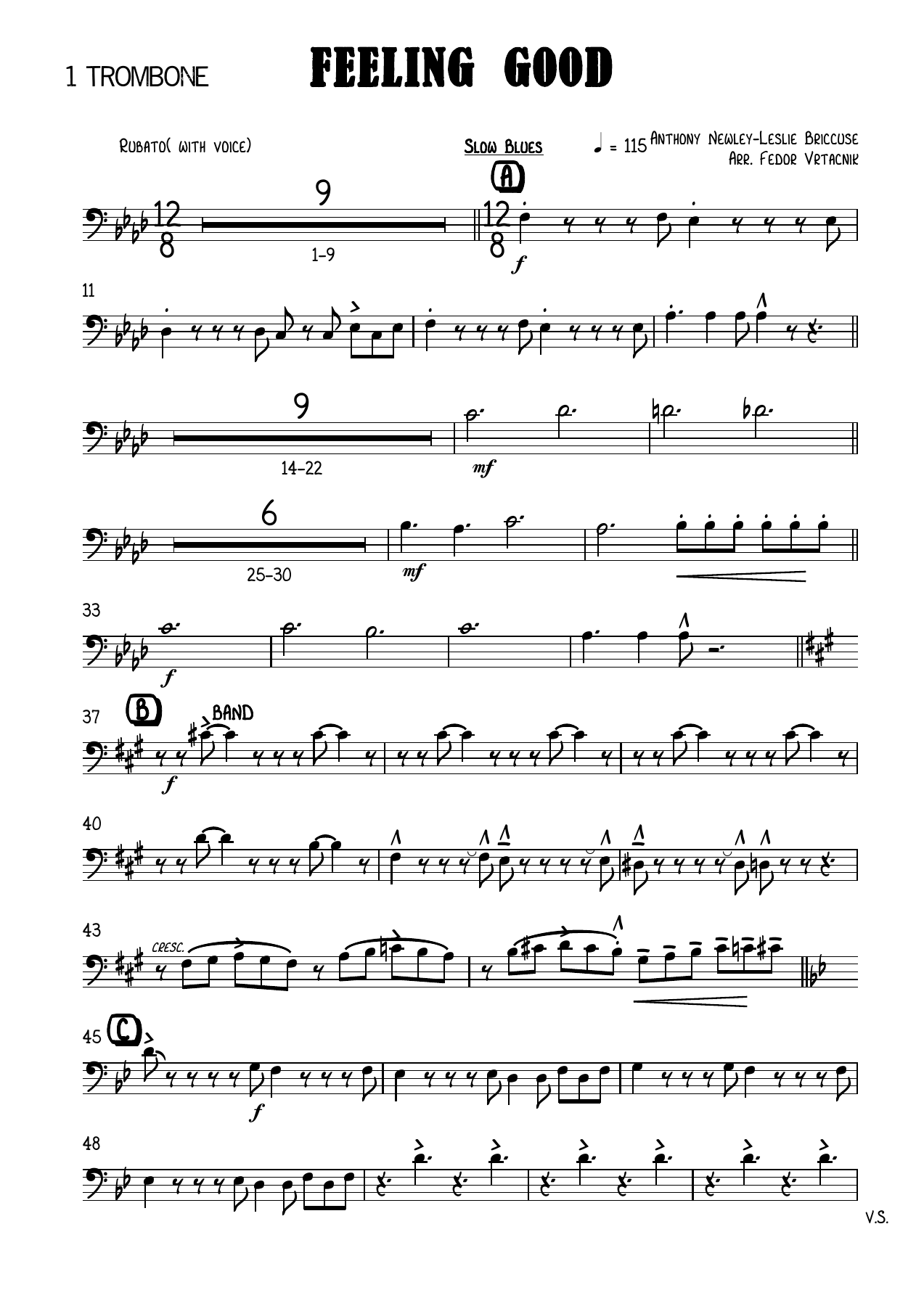 FEELING GOOD-Fm 1 Trombone — sheet music preview