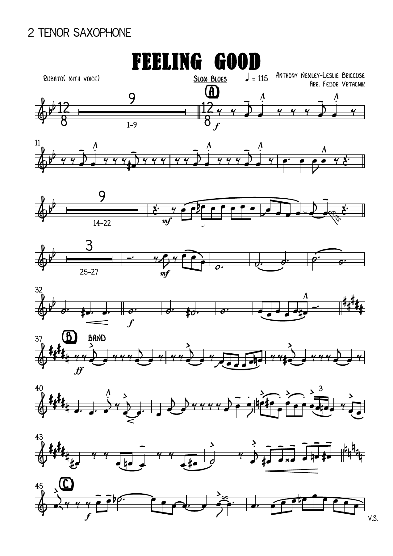 FEELING GOOD-Fm 2 Tenor Saxophone — sheet music preview