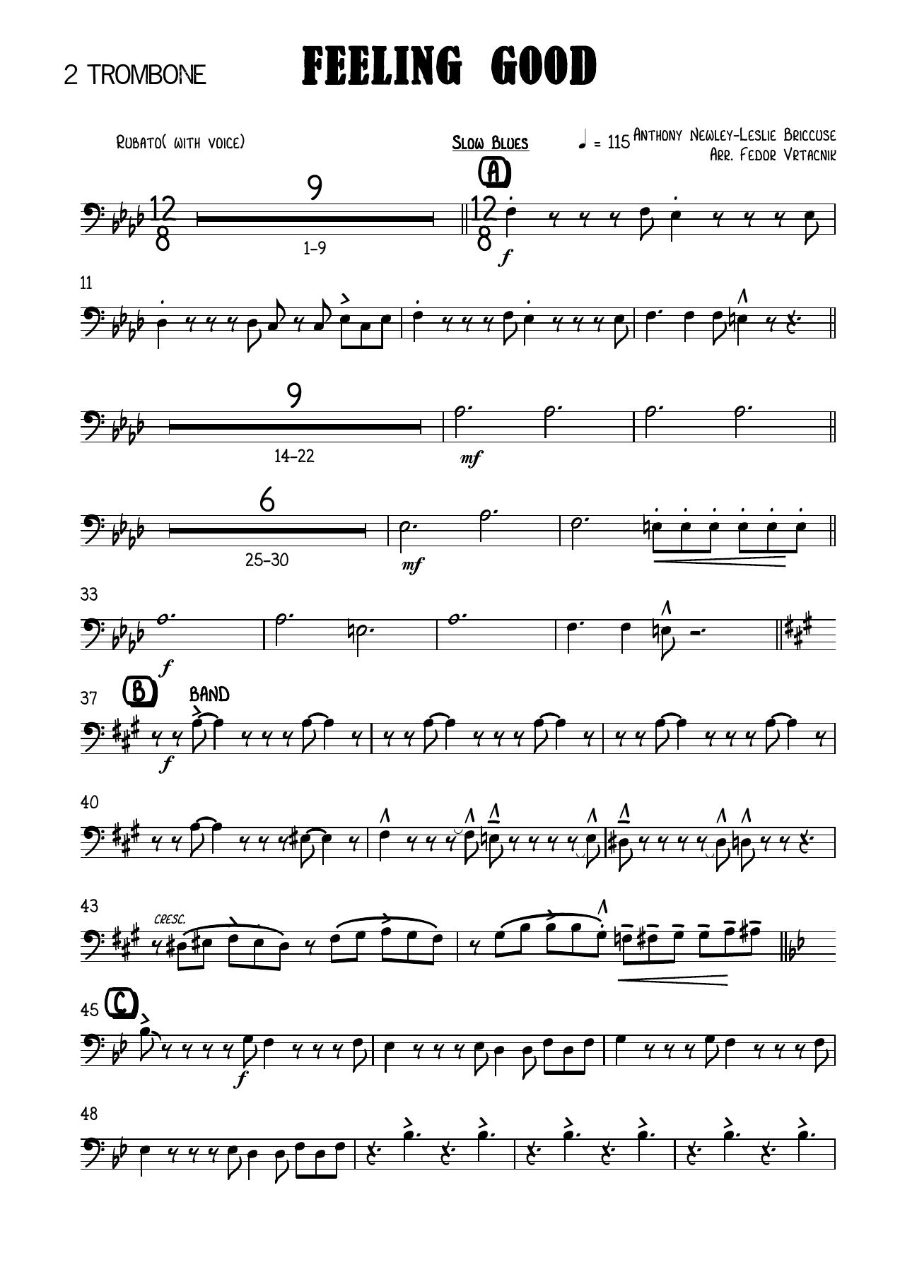 FEELING GOOD-Fm 2 Trombone — sheet music preview