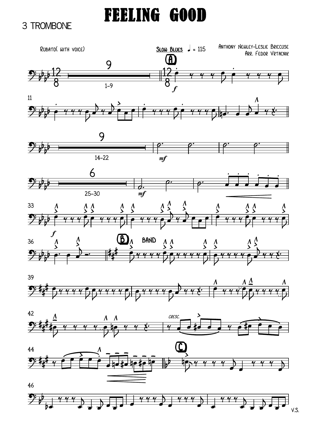 FEELING GOOD-Fm 3 Trombone — sheet music preview
