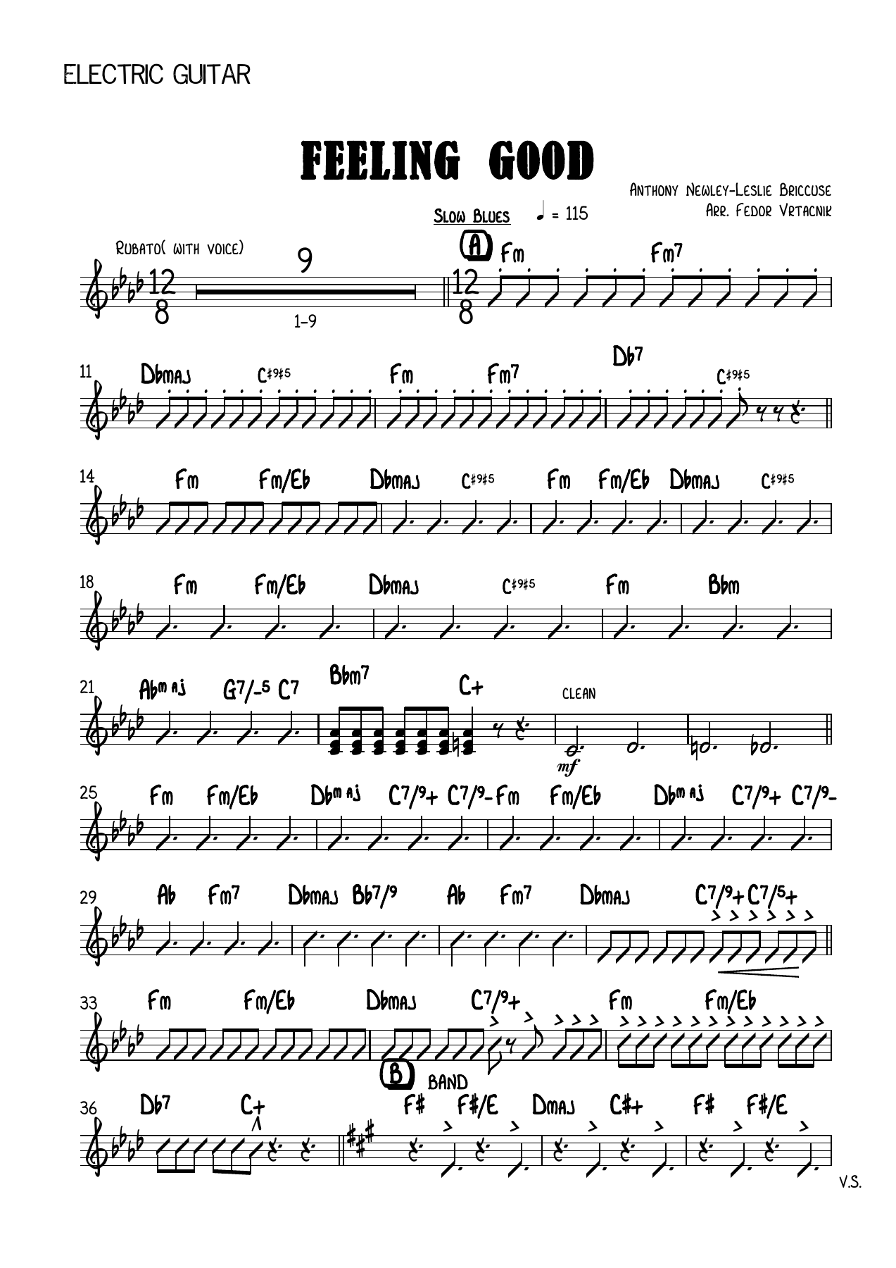 FEELING GOOD-Fm Electric Guitar — sheet music preview