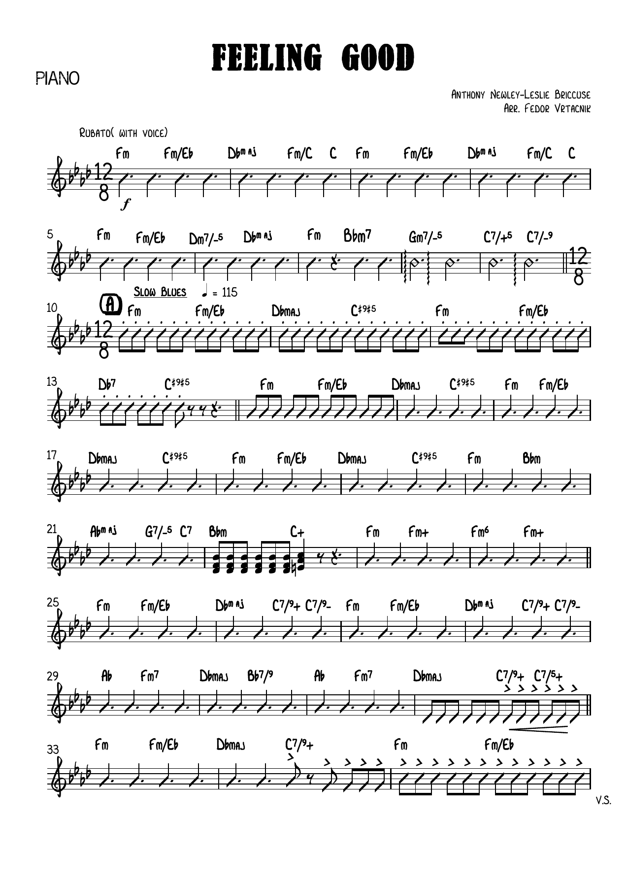 FEELING GOOD-Fm Piano — sheet music preview
