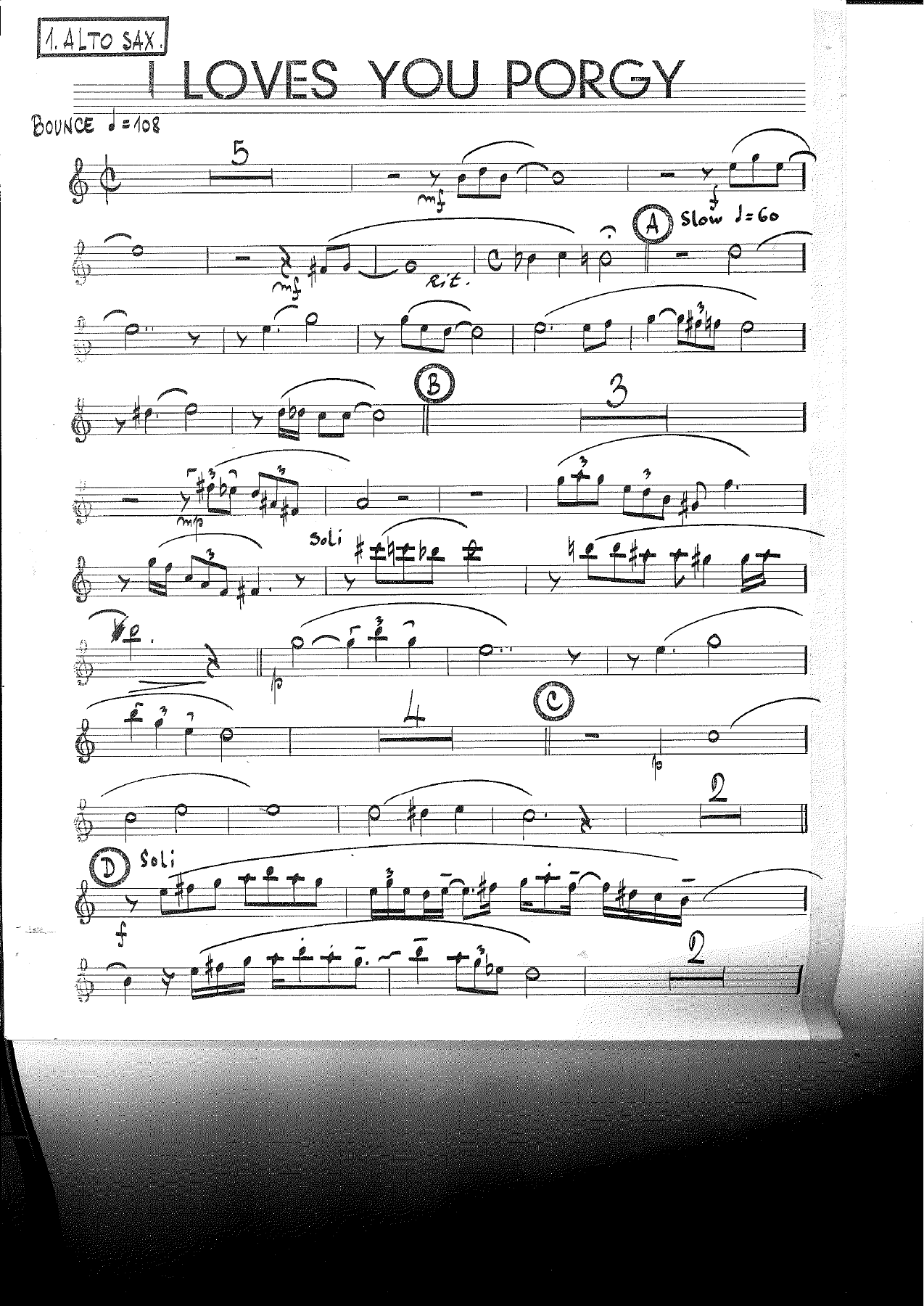 I loves you porgy Alto 1 — sheet music preview