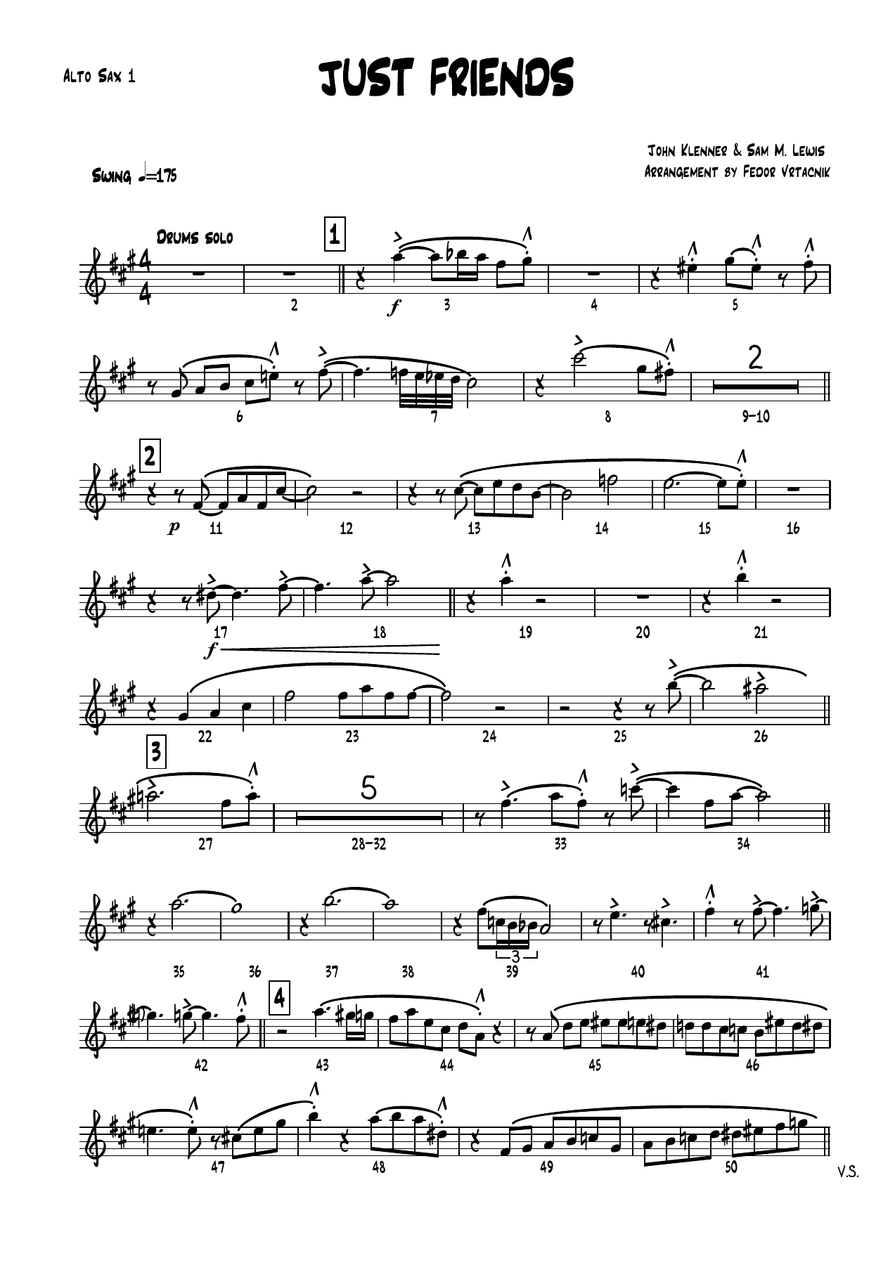 JUST FRIENDS -Cmajor Alto Sax — sheet music preview