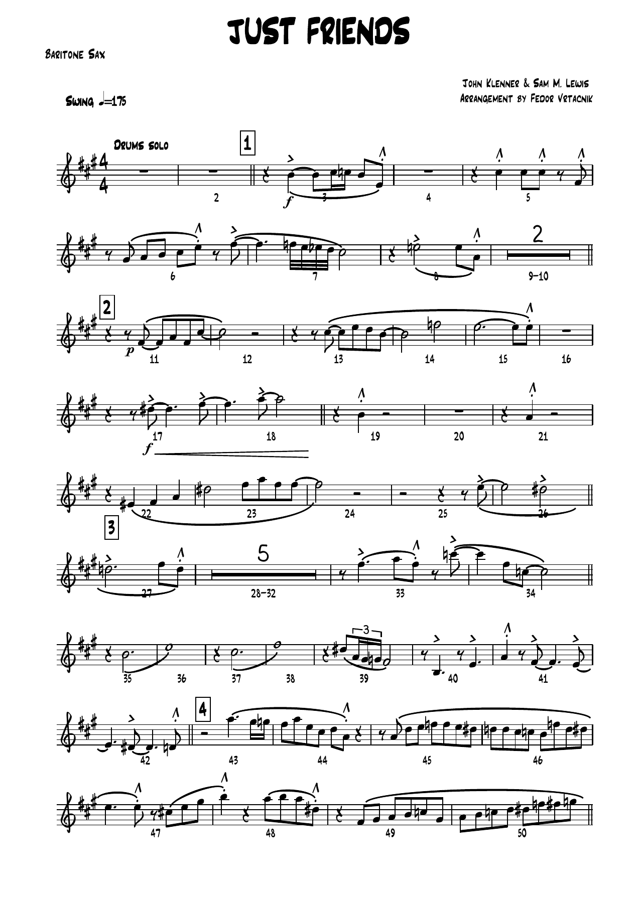 JUST FRIENDS -Cmajor Baritone Sax — sheet music preview