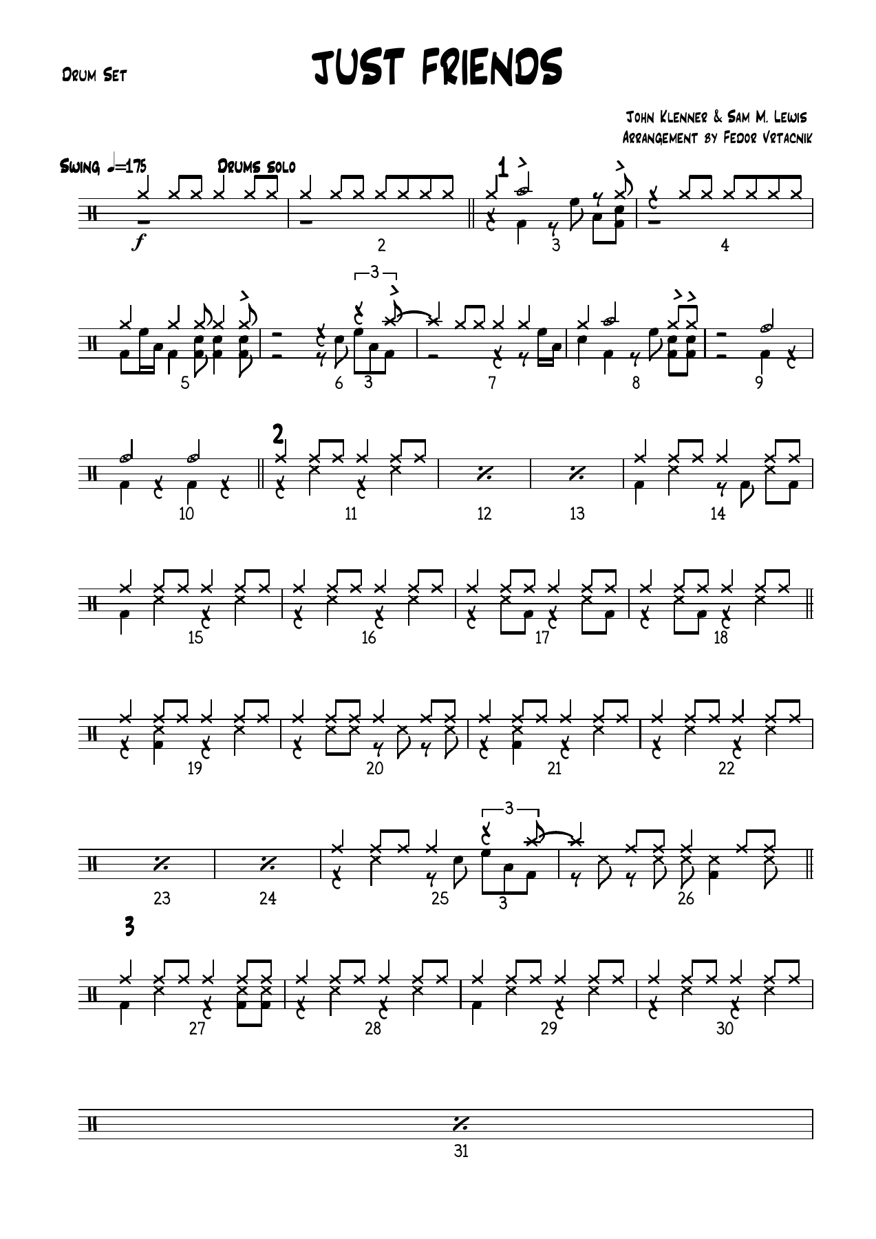 JUST FRIENDS -Cmajor Drum Set — sheet music preview