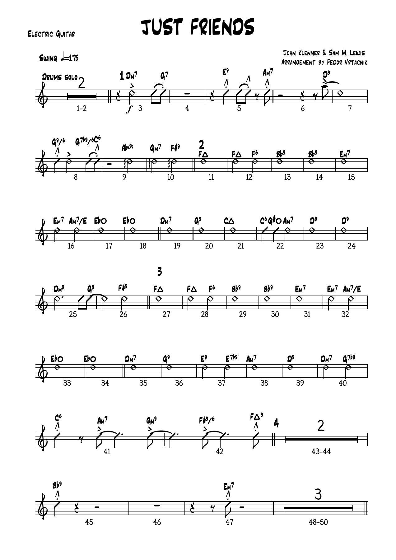 JUST FRIENDS -Cmajor Electric Guitar — sheet music preview