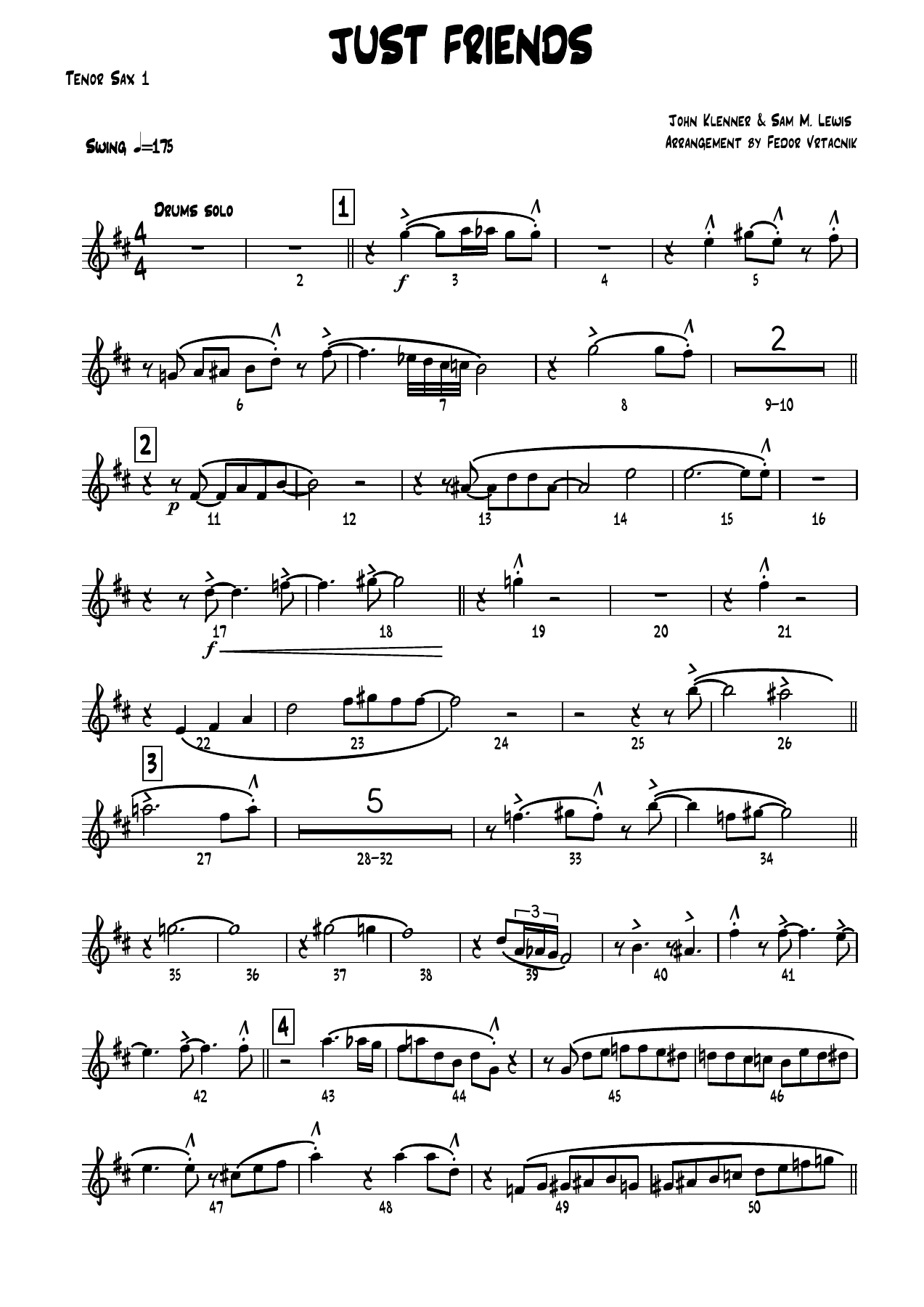 JUST FRIENDS -Cmajor Tenor Sax — sheet music preview
