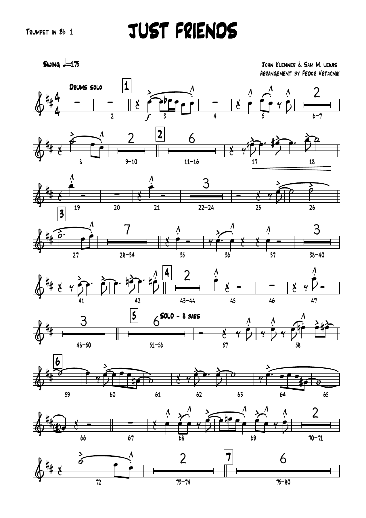JUST FRIENDS -Cmajor Trumpet in Bb — sheet music preview