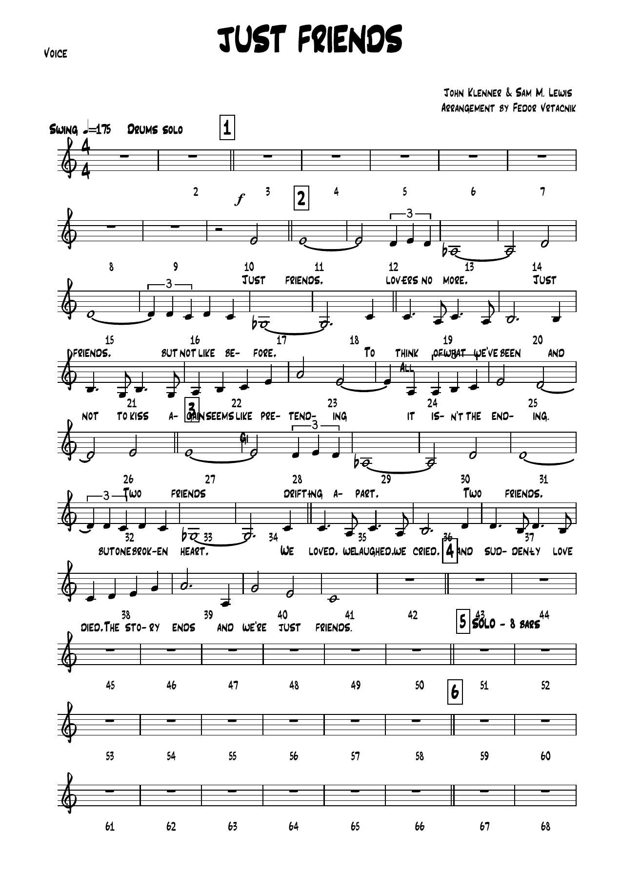 JUST FRIENDS -Cmajor Voice — sheet music preview