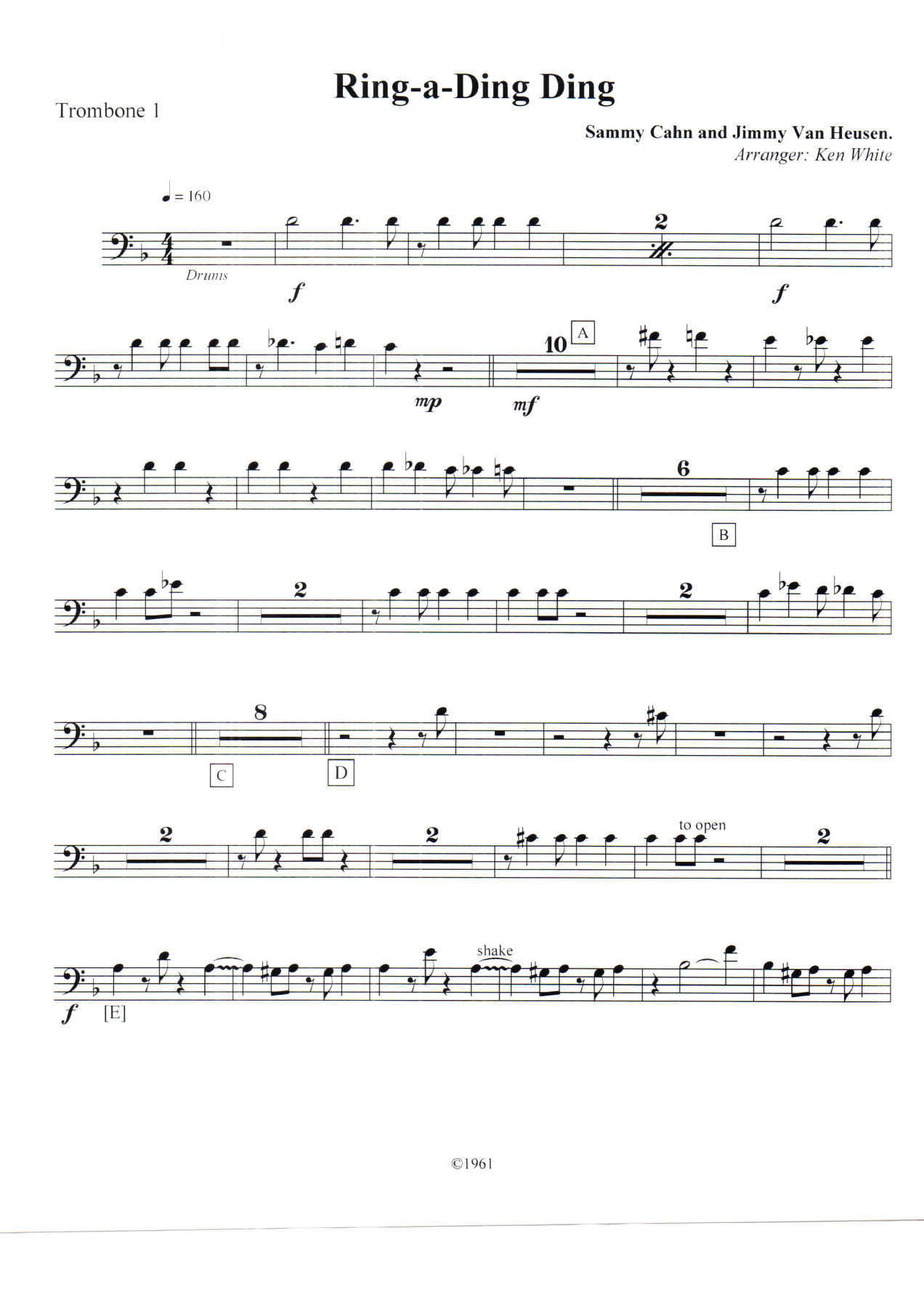 Ring-a-Ding Ding Trombone — sheet music preview