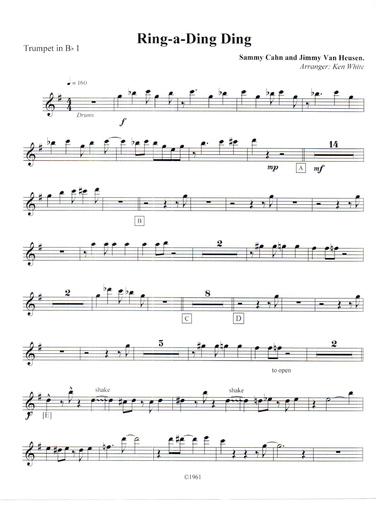 Ring-a-Ding Ding Trumpet — sheet music preview