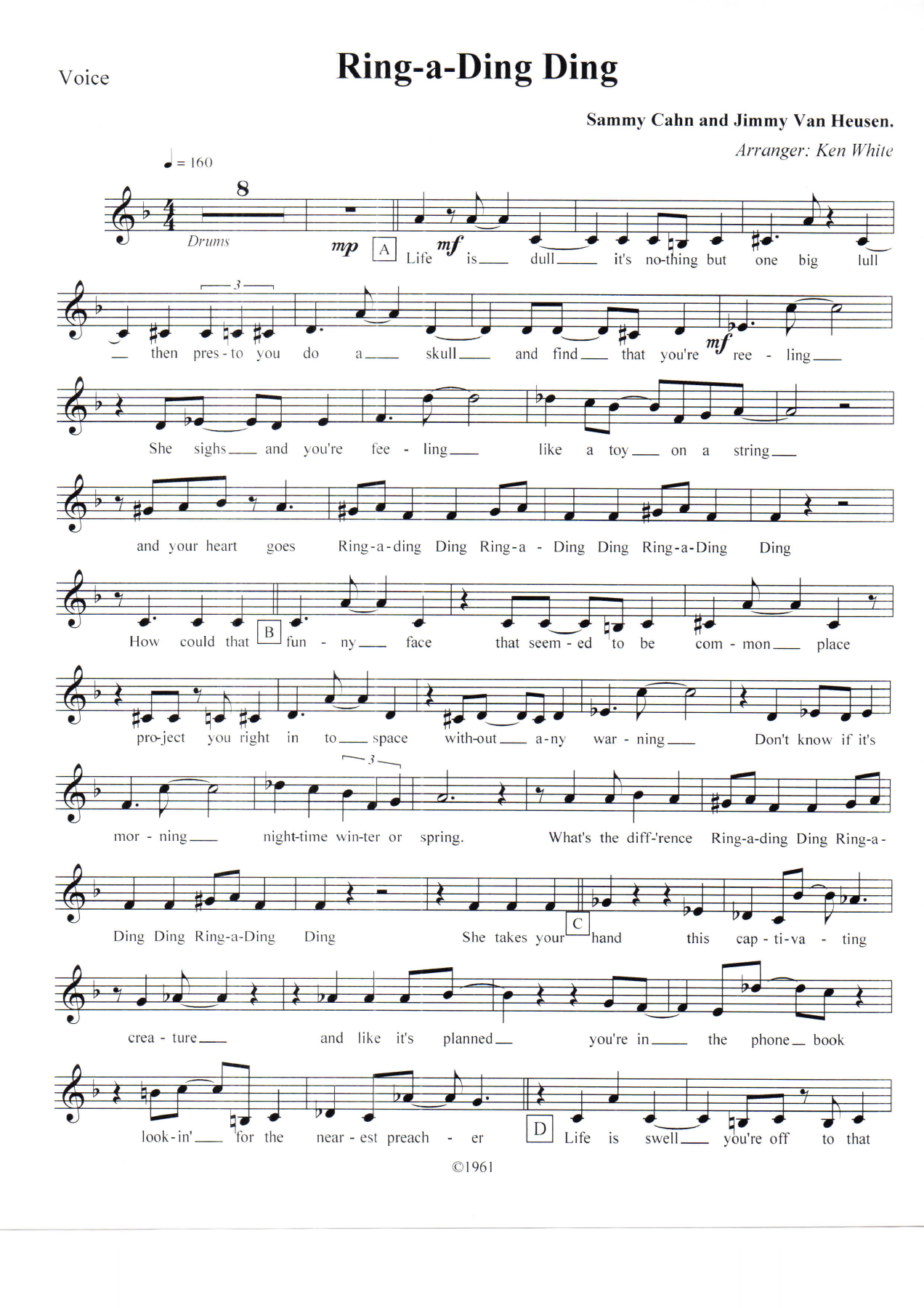 Ring-a-Ding Ding Voice — sheet music preview