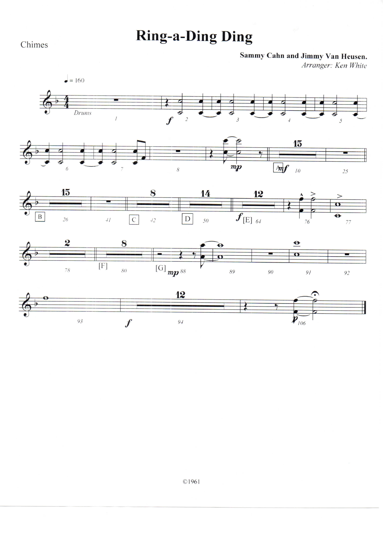 Ring-a-Ding Ding Chimes — sheet music preview