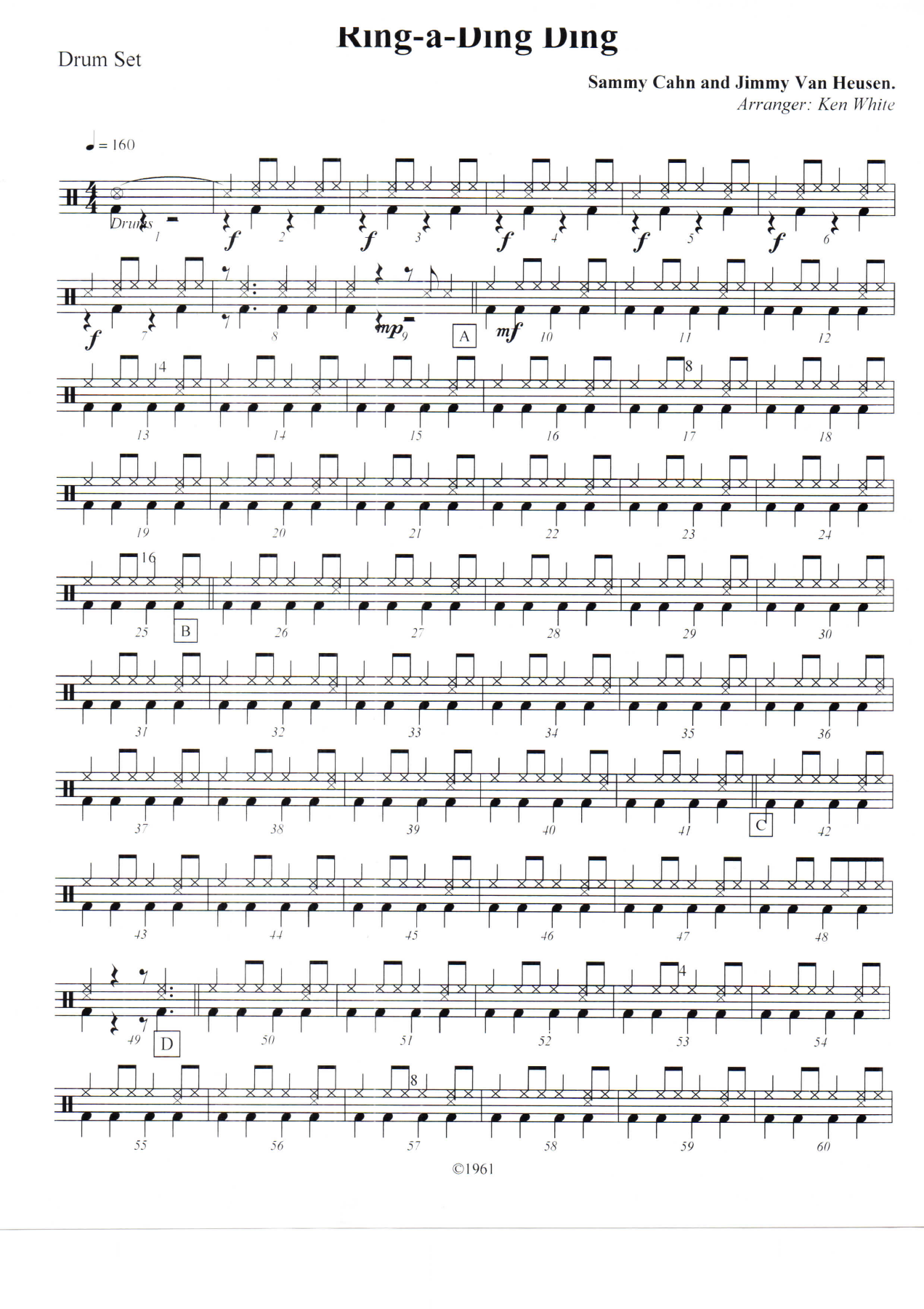 Ring-a-Ding Ding Drums — sheet music preview