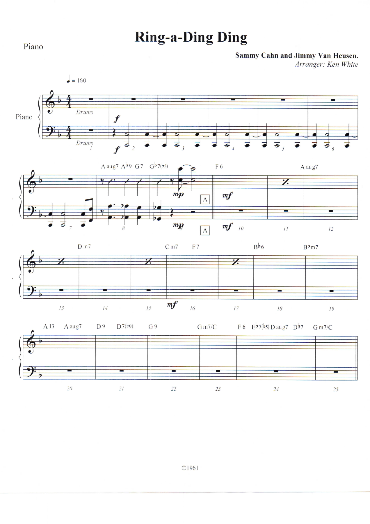 Ring-a-Ding Ding Piano — sheet music preview
