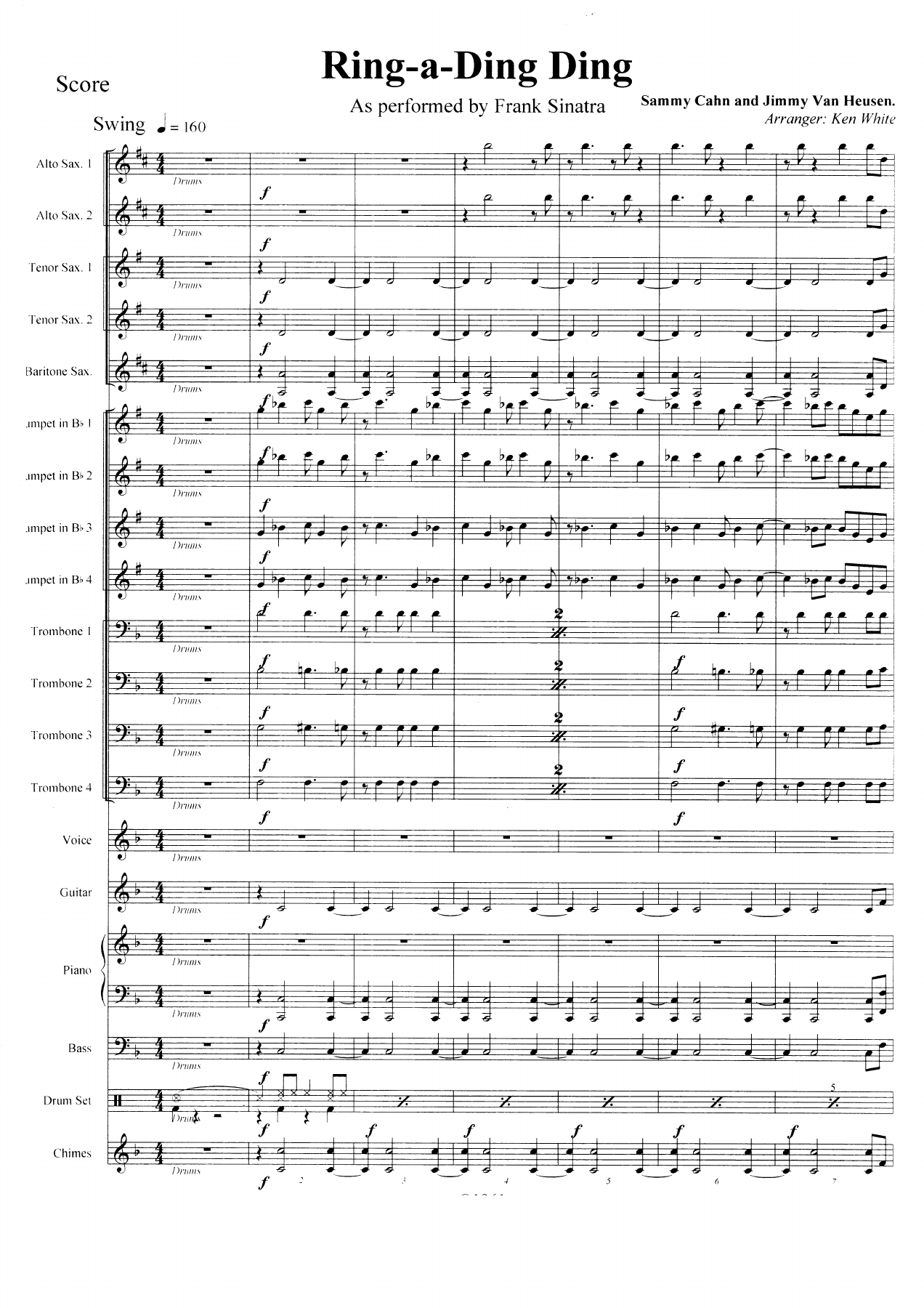 Ring-a-Ding Ding Score — sheet music preview