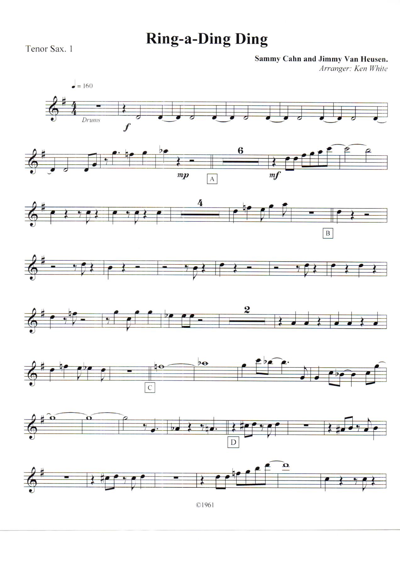 Ring-a-Ding Ding Tenor Sax — sheet music preview