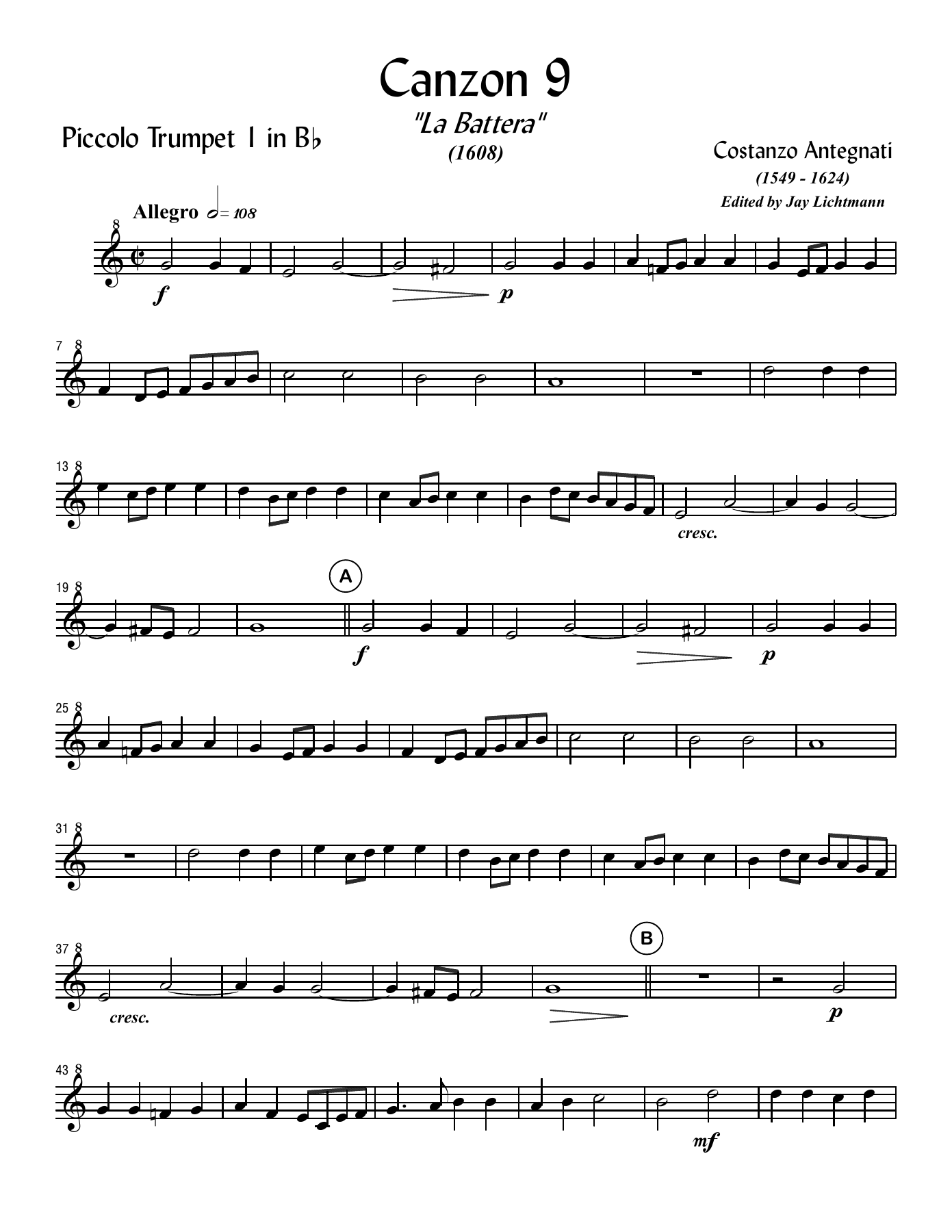 Antegnati Canzon — sheet music preview