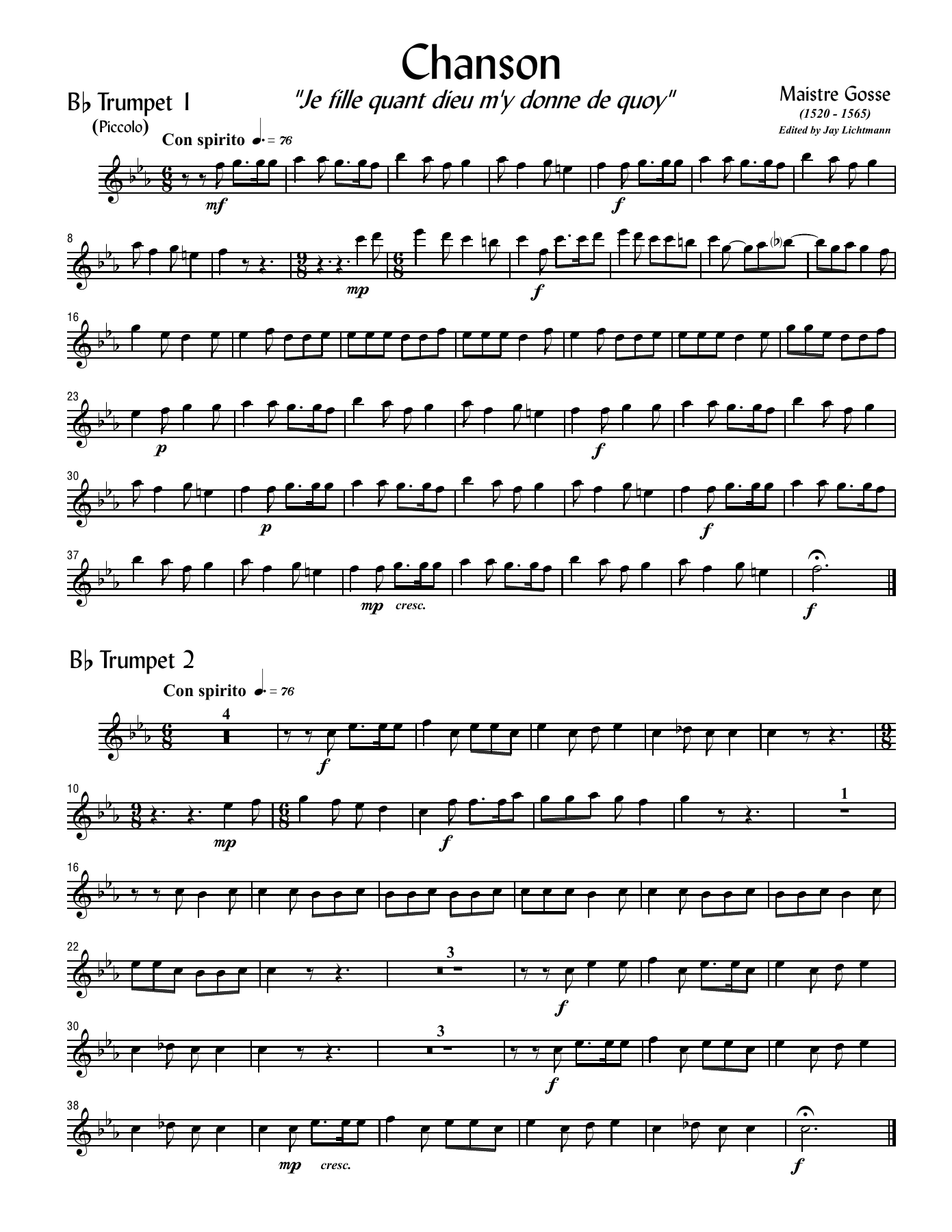 Chanson — sheet music preview