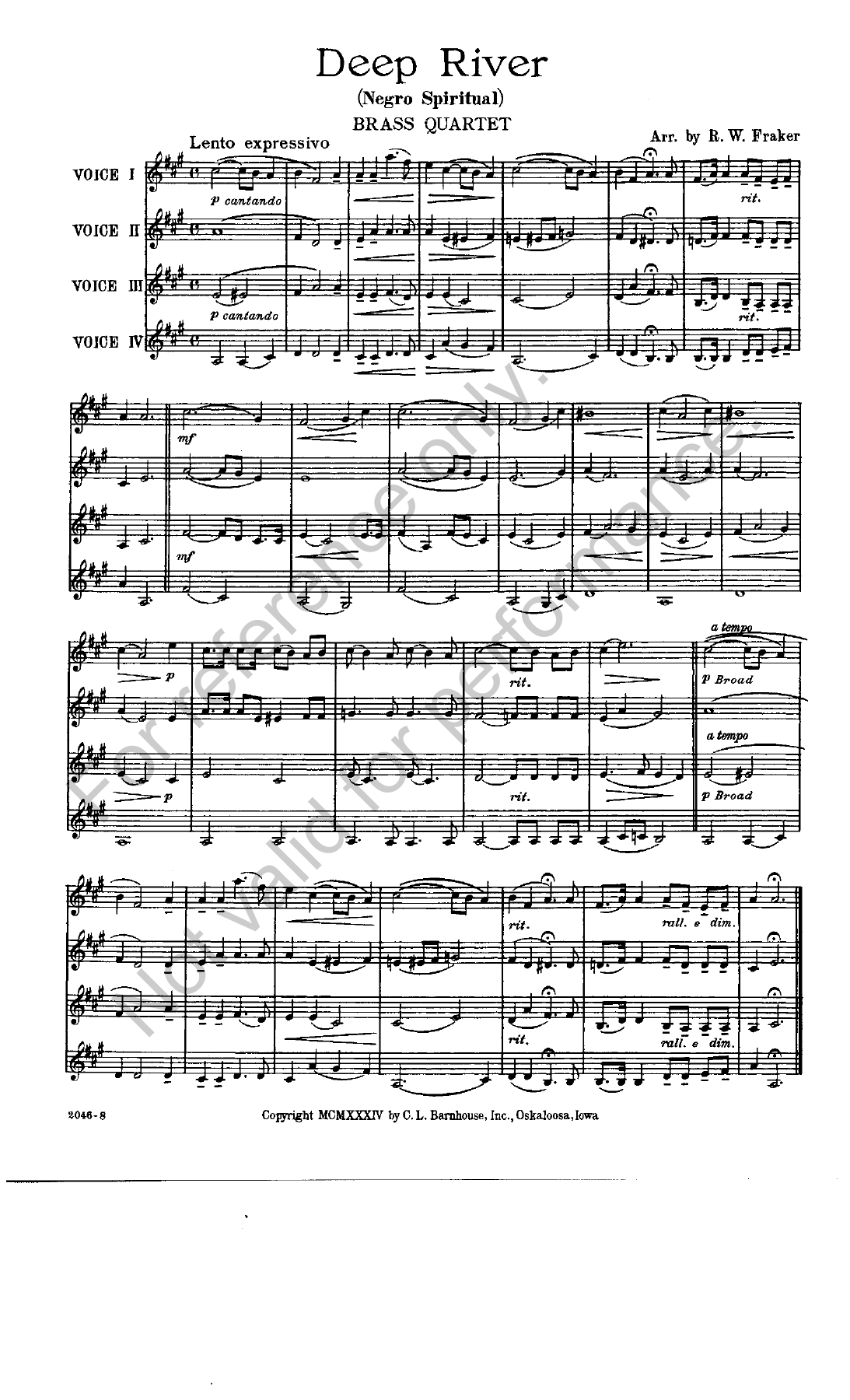 Deep River — sheet music preview