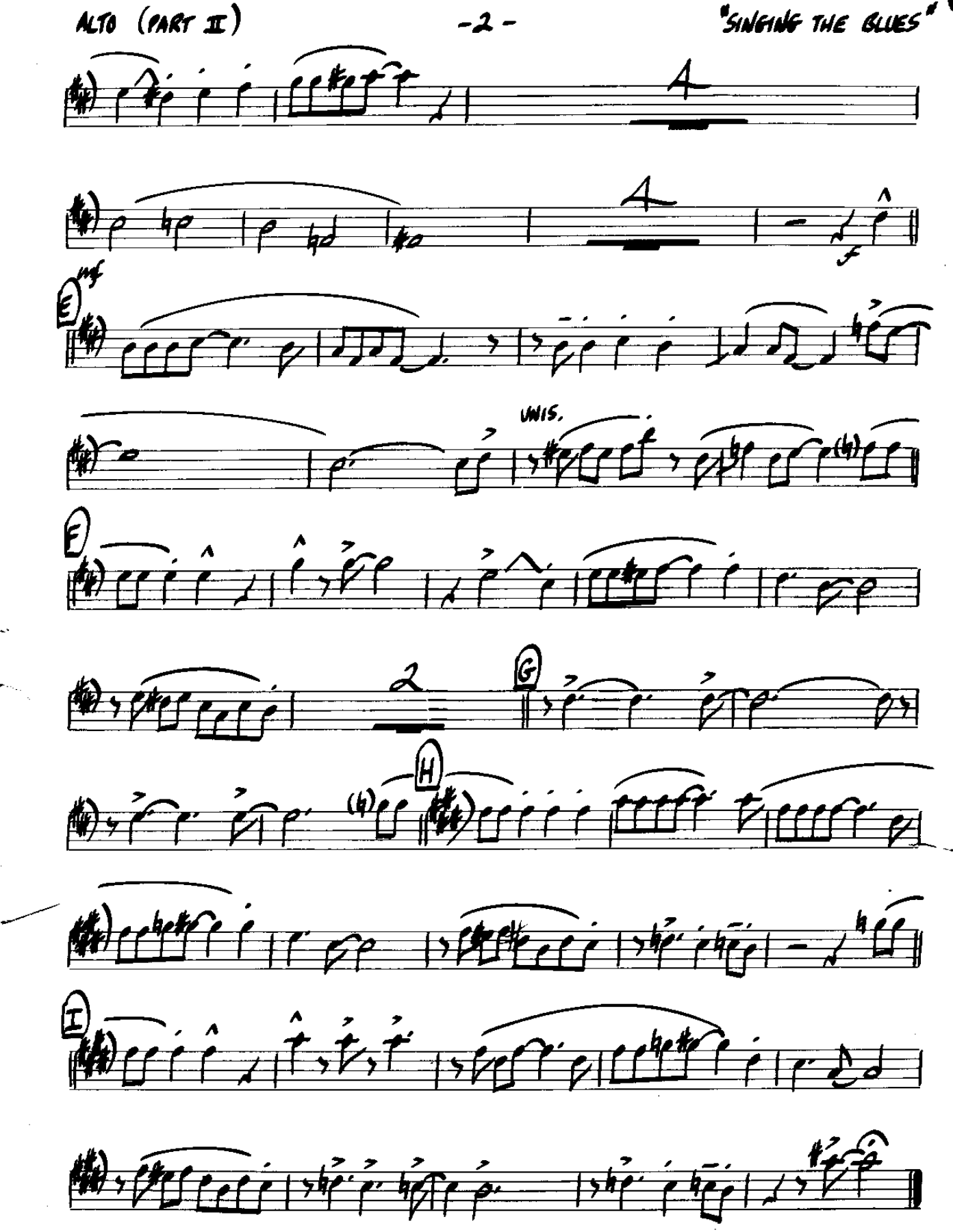 Singing the Blues-Alto — sheet music preview
