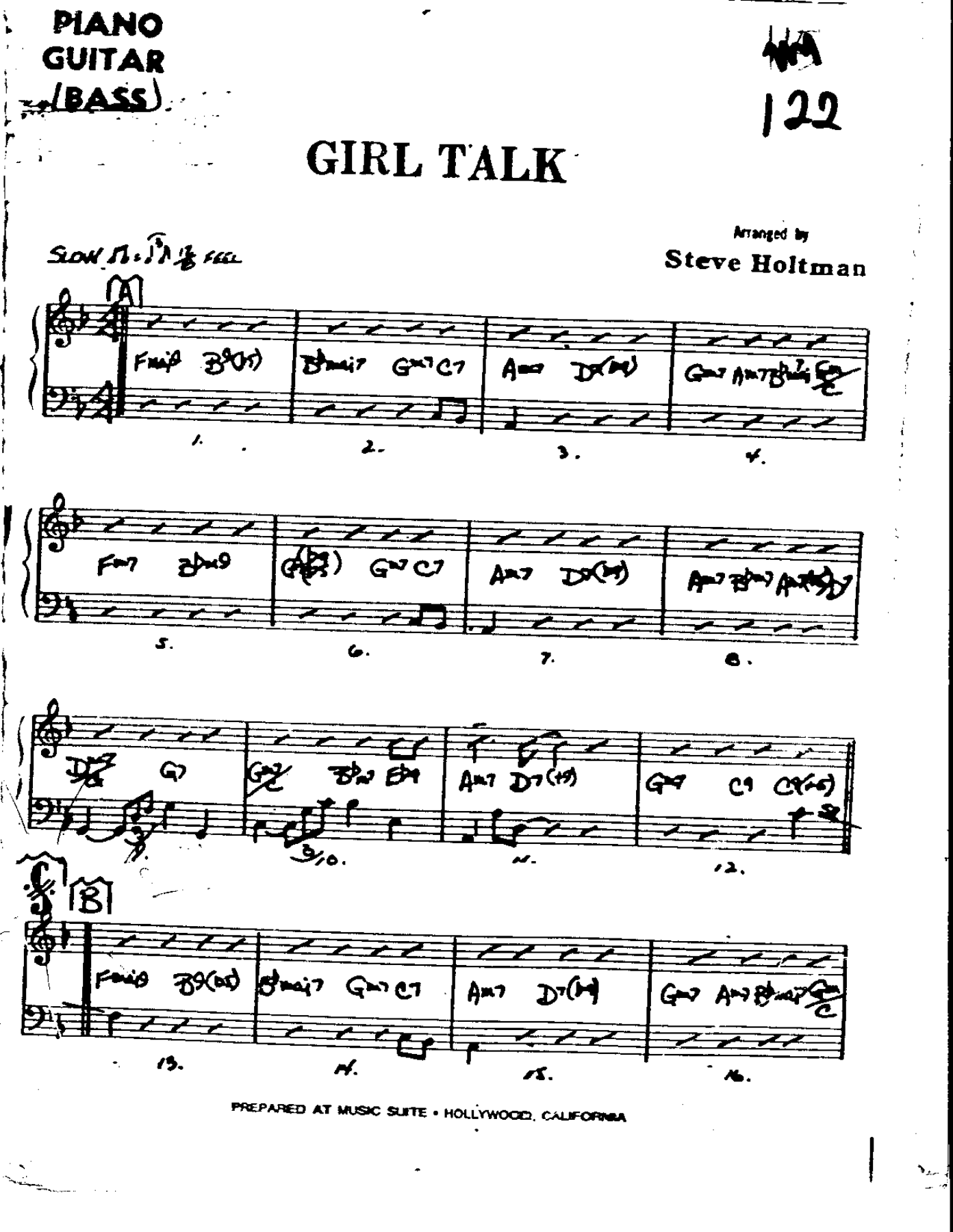 Girl Talk-Bass — sheet music preview