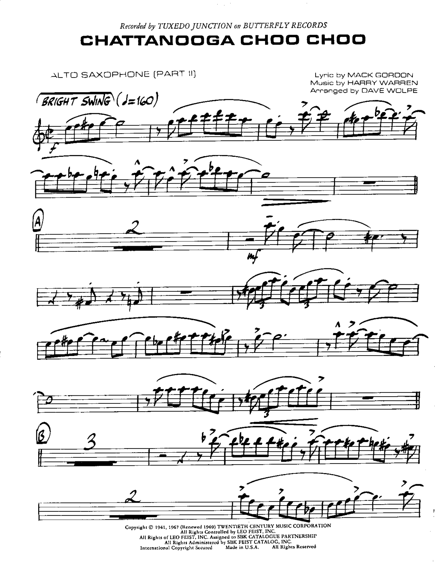 Chattannooga-Alto — sheet music preview