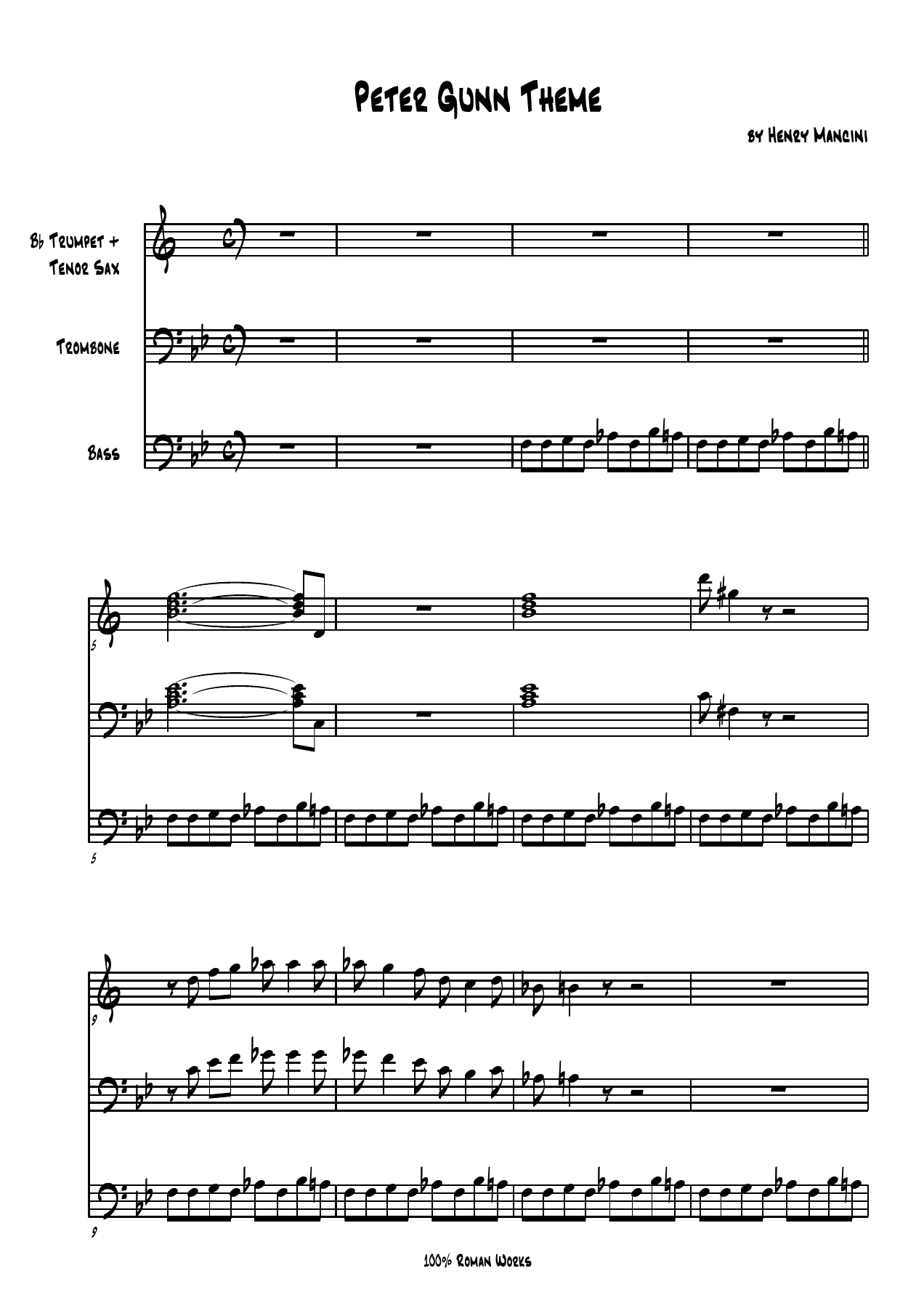 Brass Quartet — Small Ensemble sheet music by Henry Mancini | Traditional