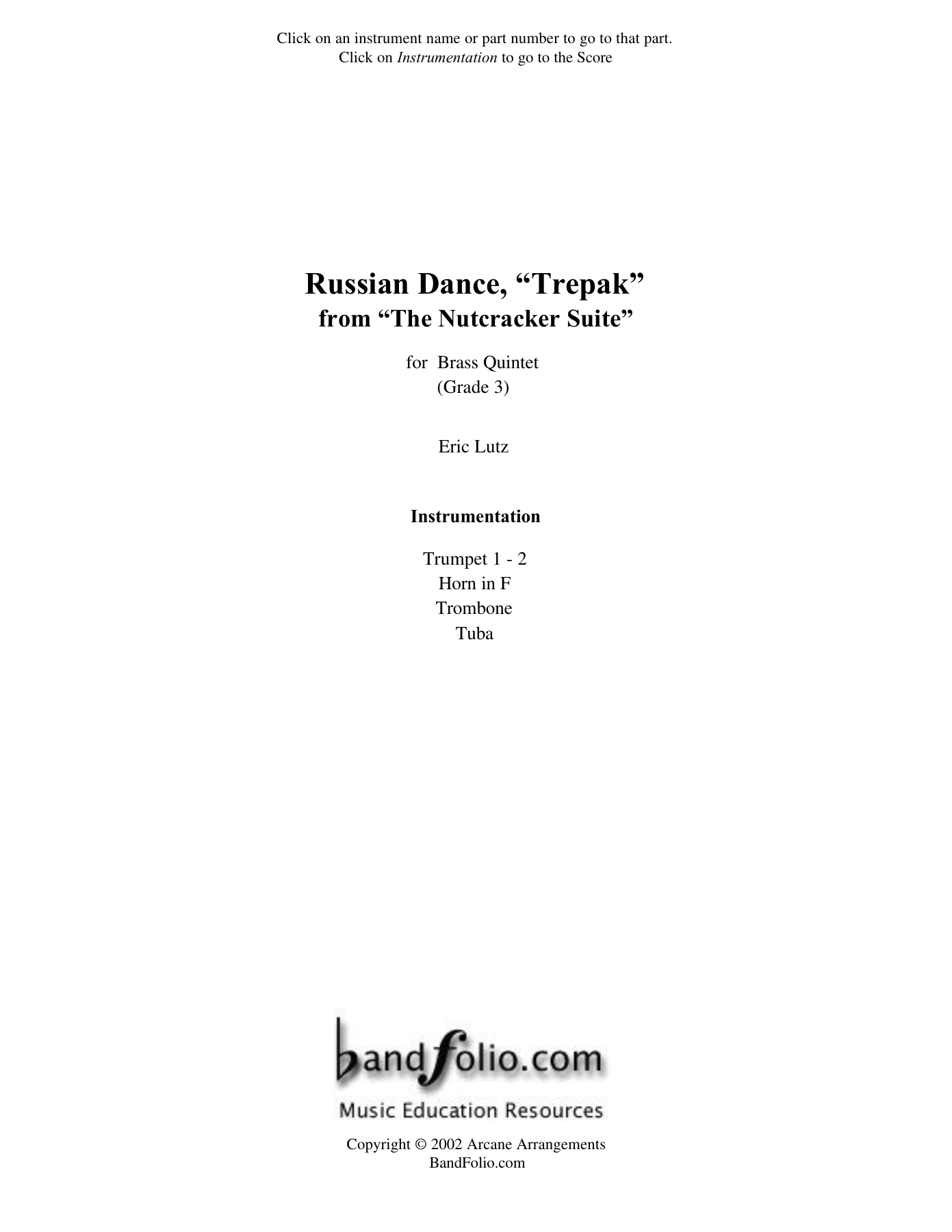 Russian Dance, Trepak from The Nutcracker Suite — sheet music preview