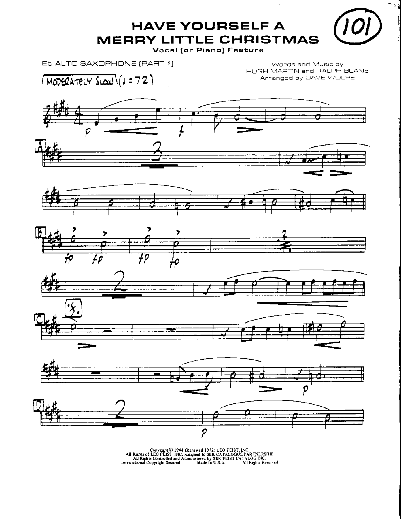 Circle 101-Have Yourself a Merry Christmas-Alto — sheet music preview