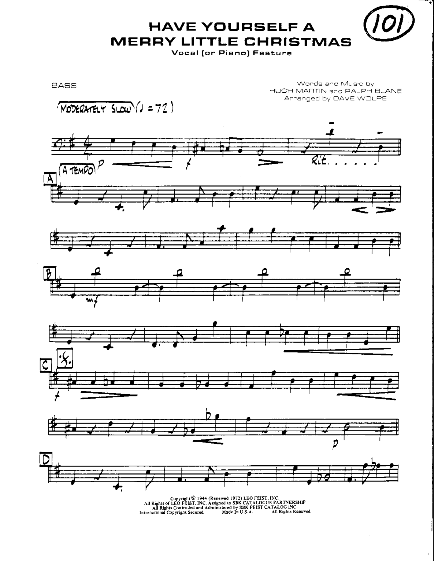 Circle 101-Have Yourself a Merry Christmas-Bass — sheet music preview