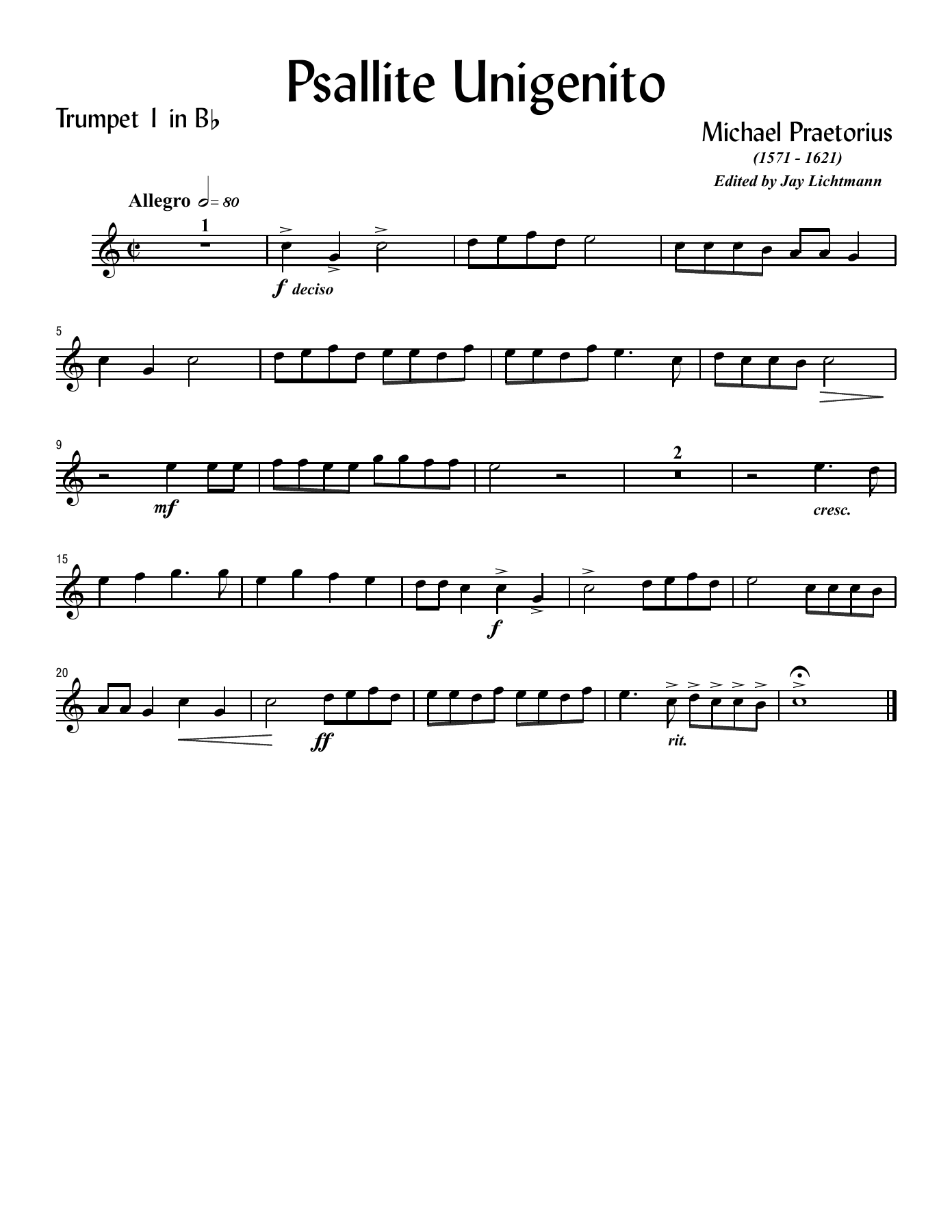 psallite unigenito praetorius — sheet music preview