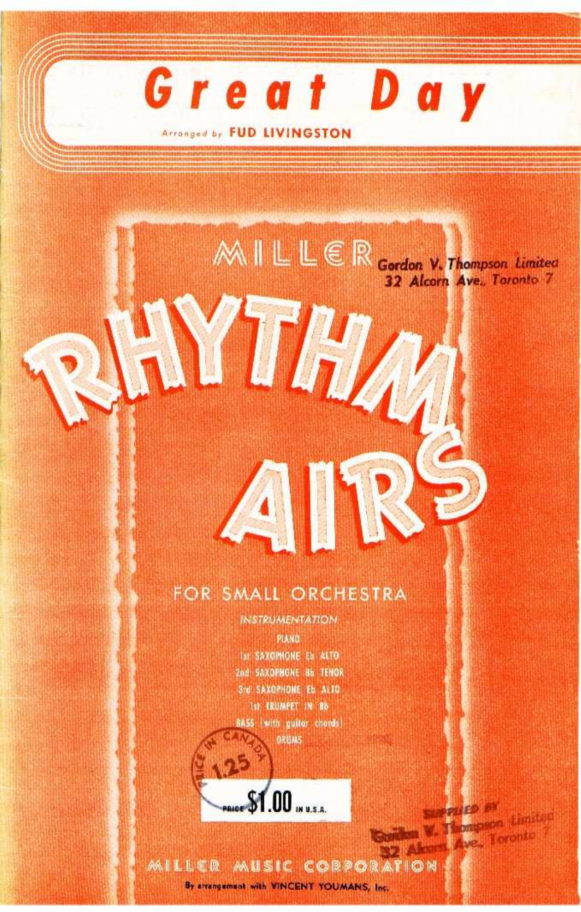 Great Day arr Fud Livingston — sheet music preview