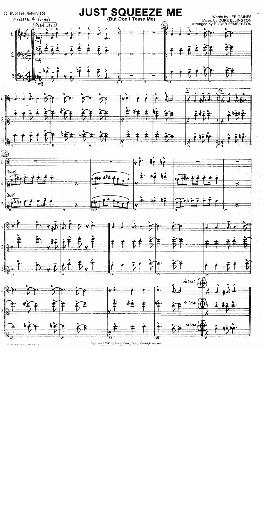 Just Squeeze Me — sheet music preview