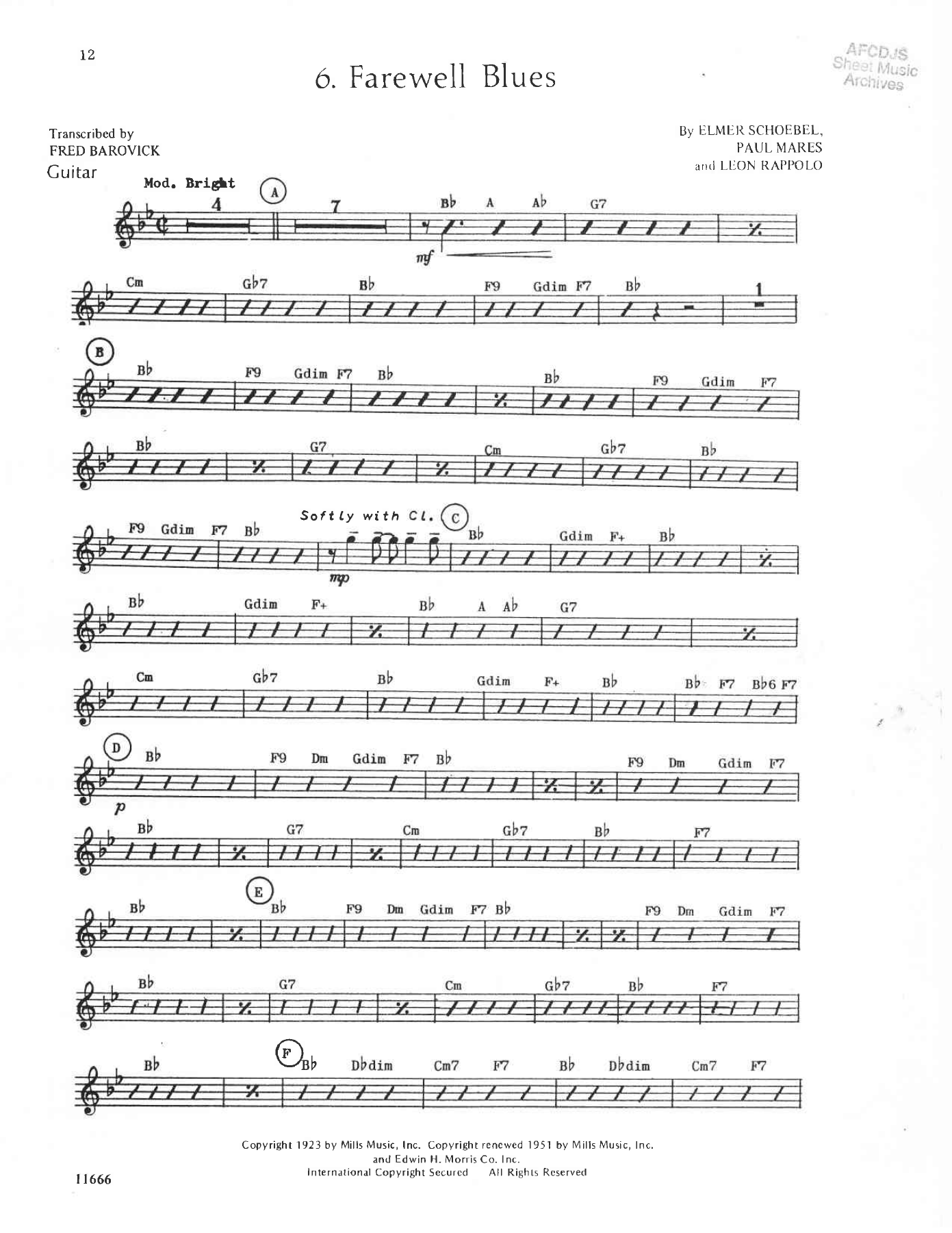 Farewell Blues - arr Fred Barovick — sheet music preview