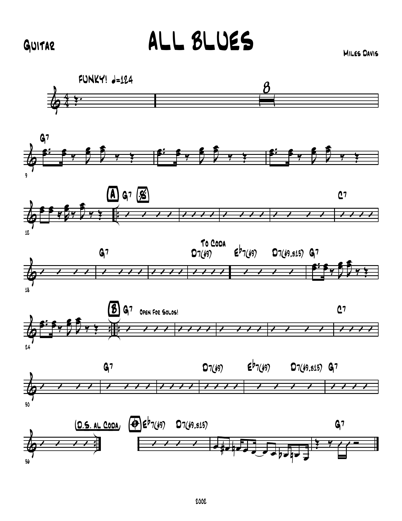 All Blues — sheet music preview