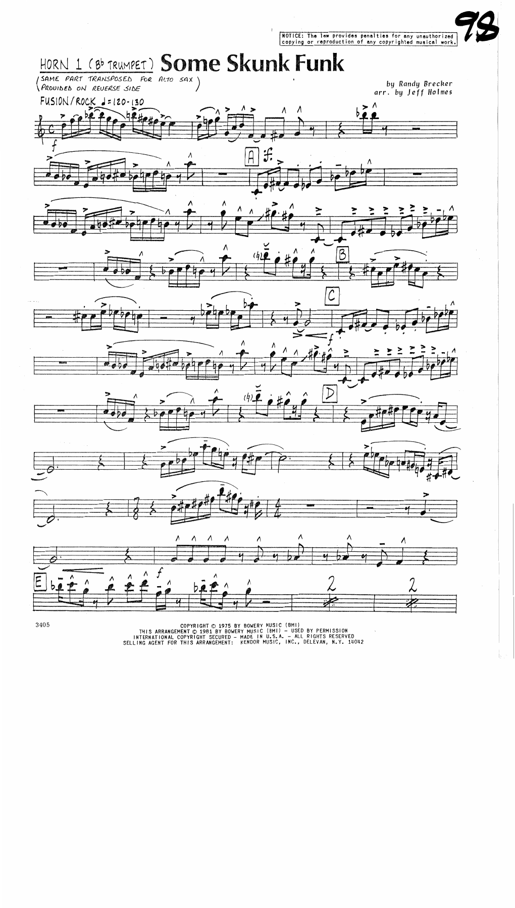 Some Skunk Funk — sheet music preview