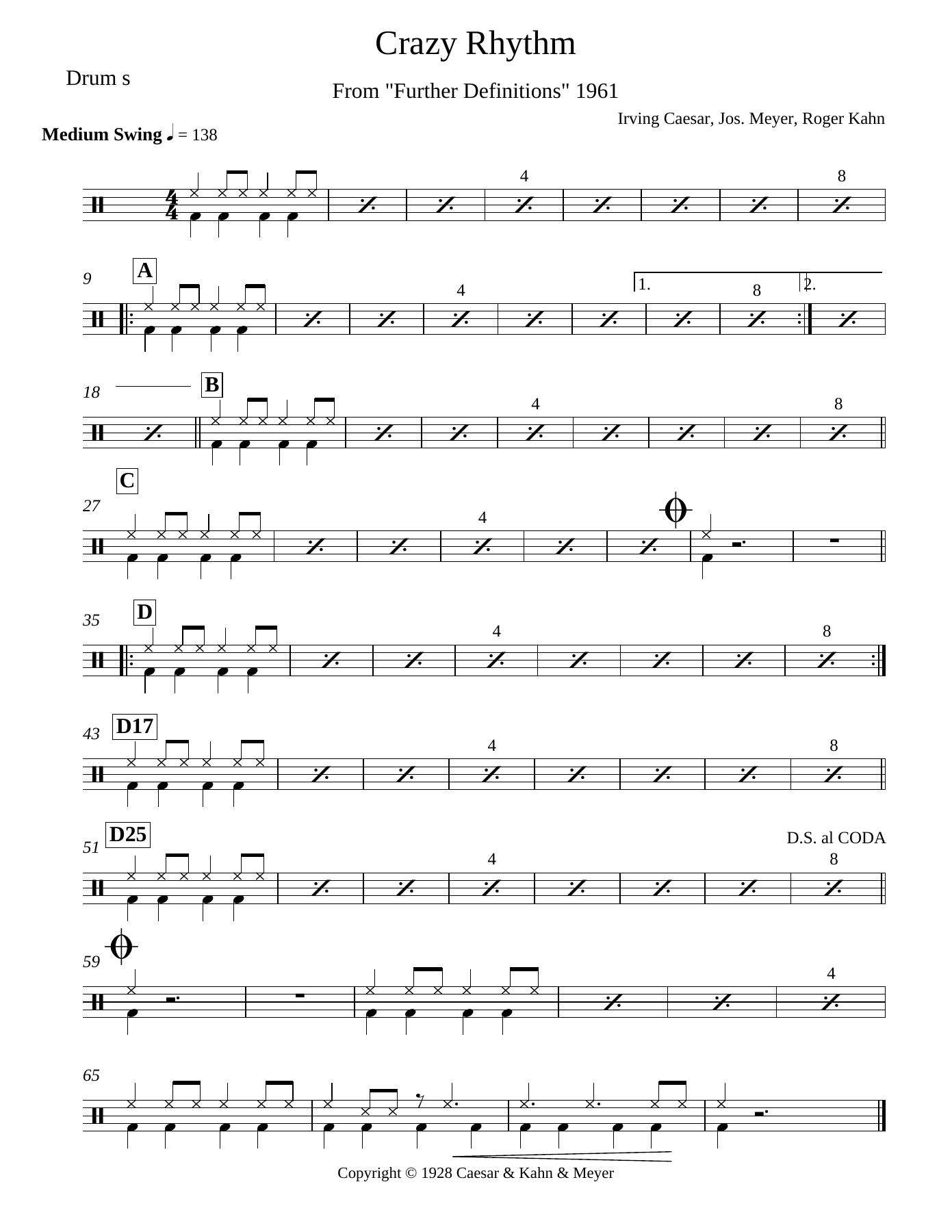 Crazy Rhythm Drum s — sheet music preview