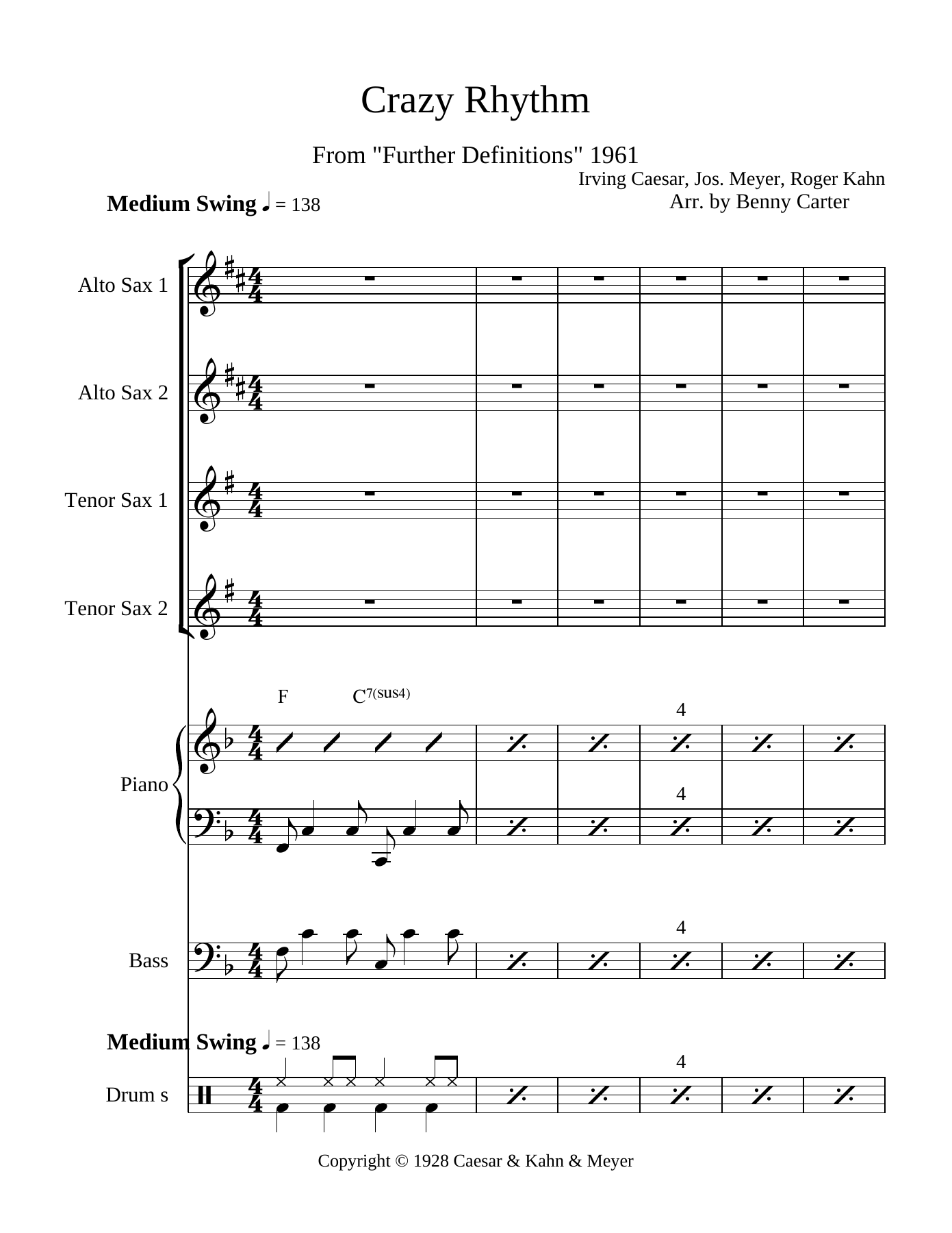 Crazy Rhythm — sheet music preview